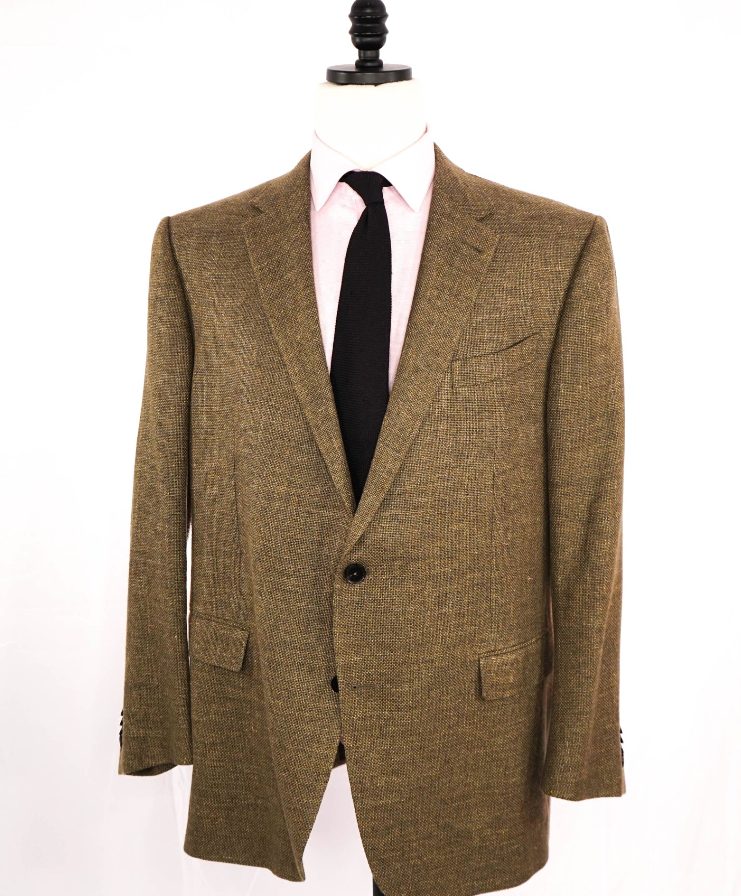 $3,695 ERMENEGILDO ZEGNA - *SU MISURA* Gold/Brown Wool/Linen Blazer 52R