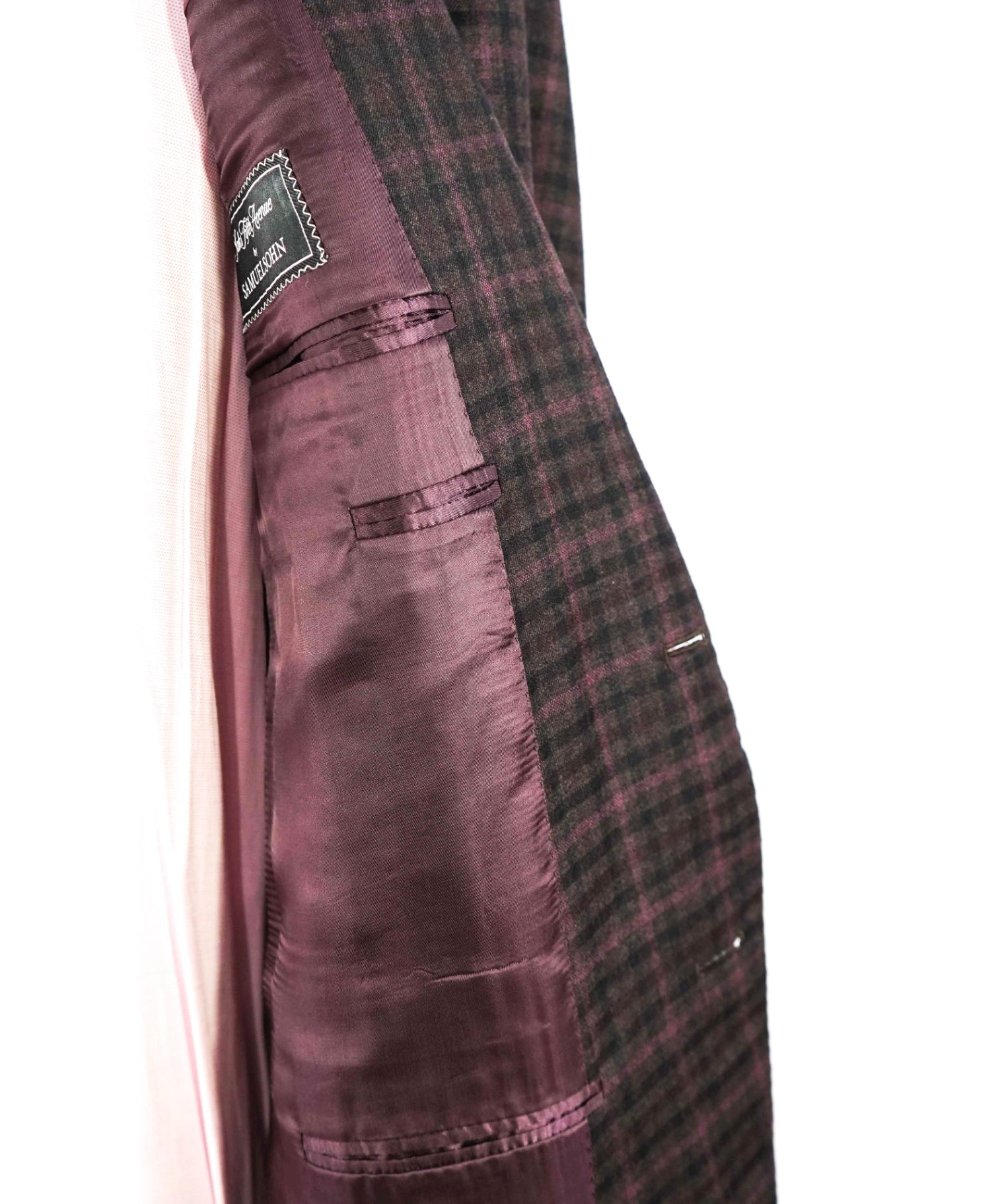 $995 Samuelsohn Plum gingham Wool Blazer 42R