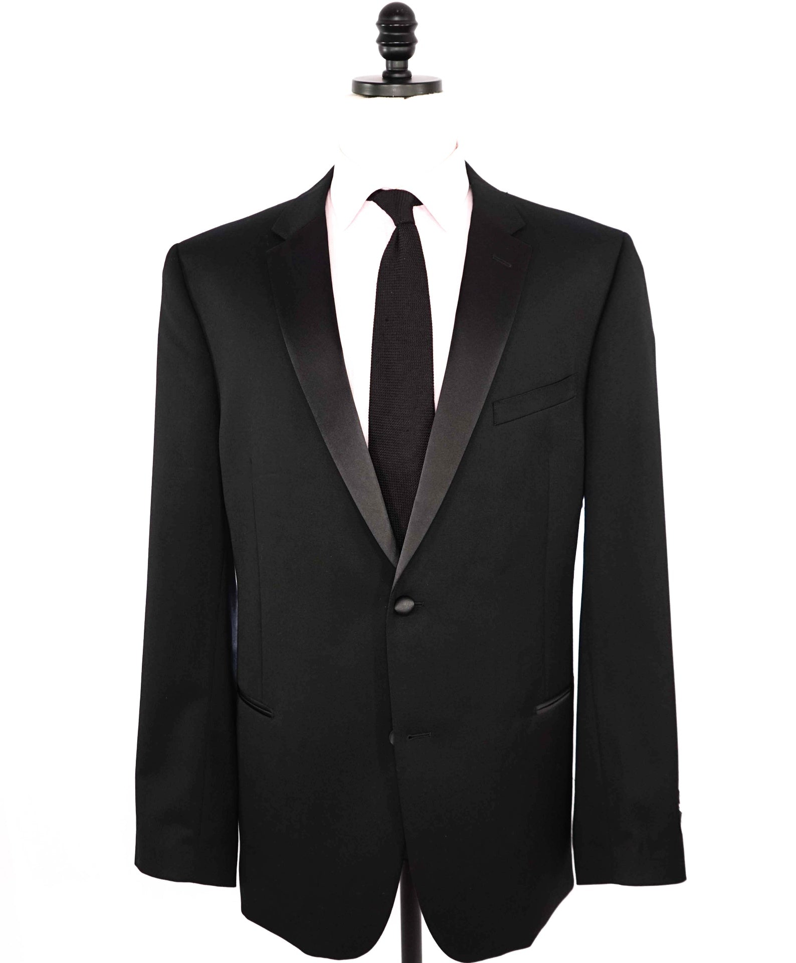 IKE evening "Super 120'S" Black Satin Lapel Wool 1-pc Blazer 48L