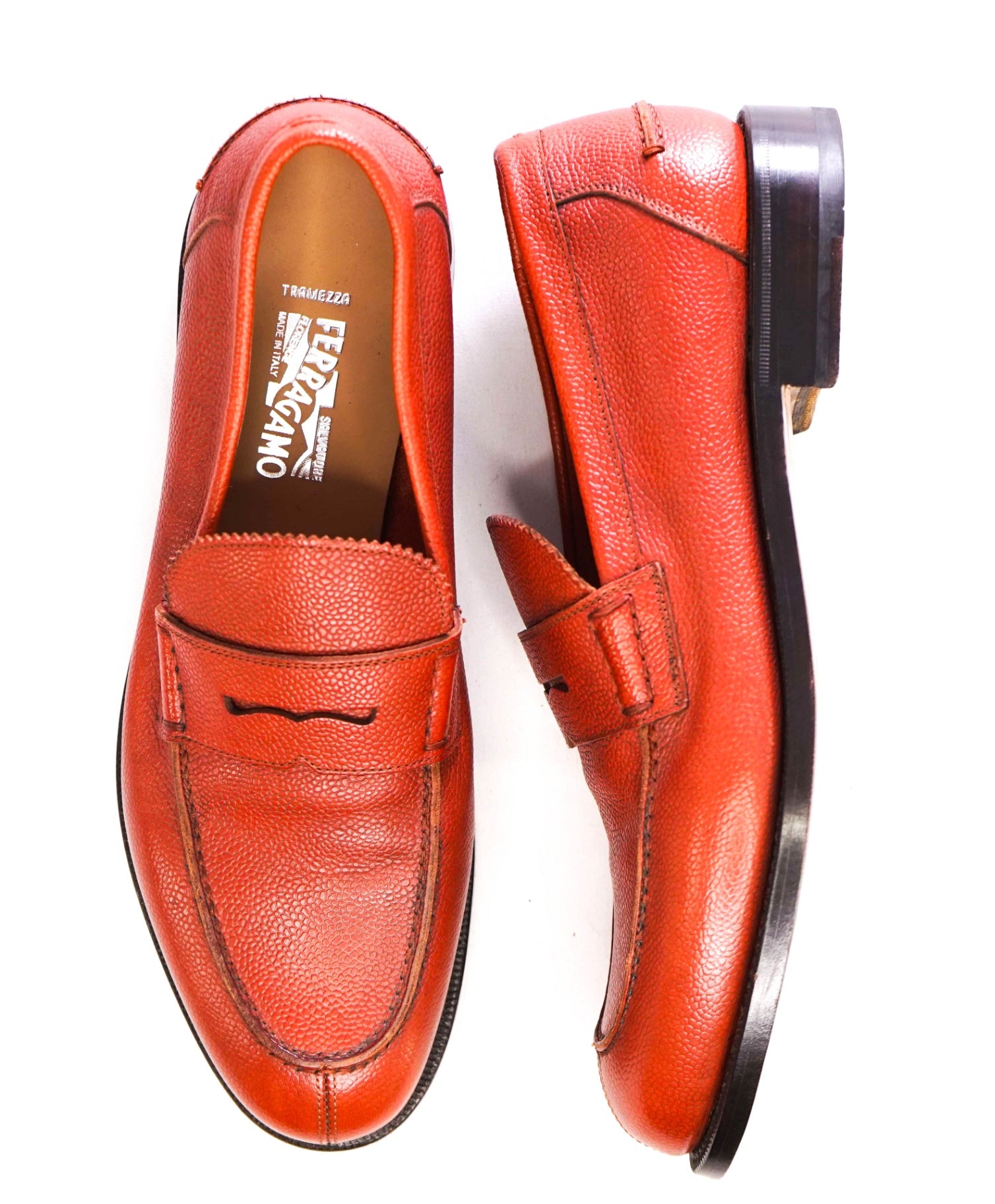 $1,295 Salvatore Ferragamo "TRAMEZZA" Carmel Brown Loafers 9.5 EE