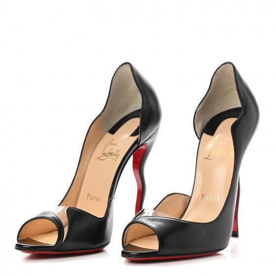 $995 Christian Louboutin "DEEPIK 120" Black High Heels Leather 39.5 EU