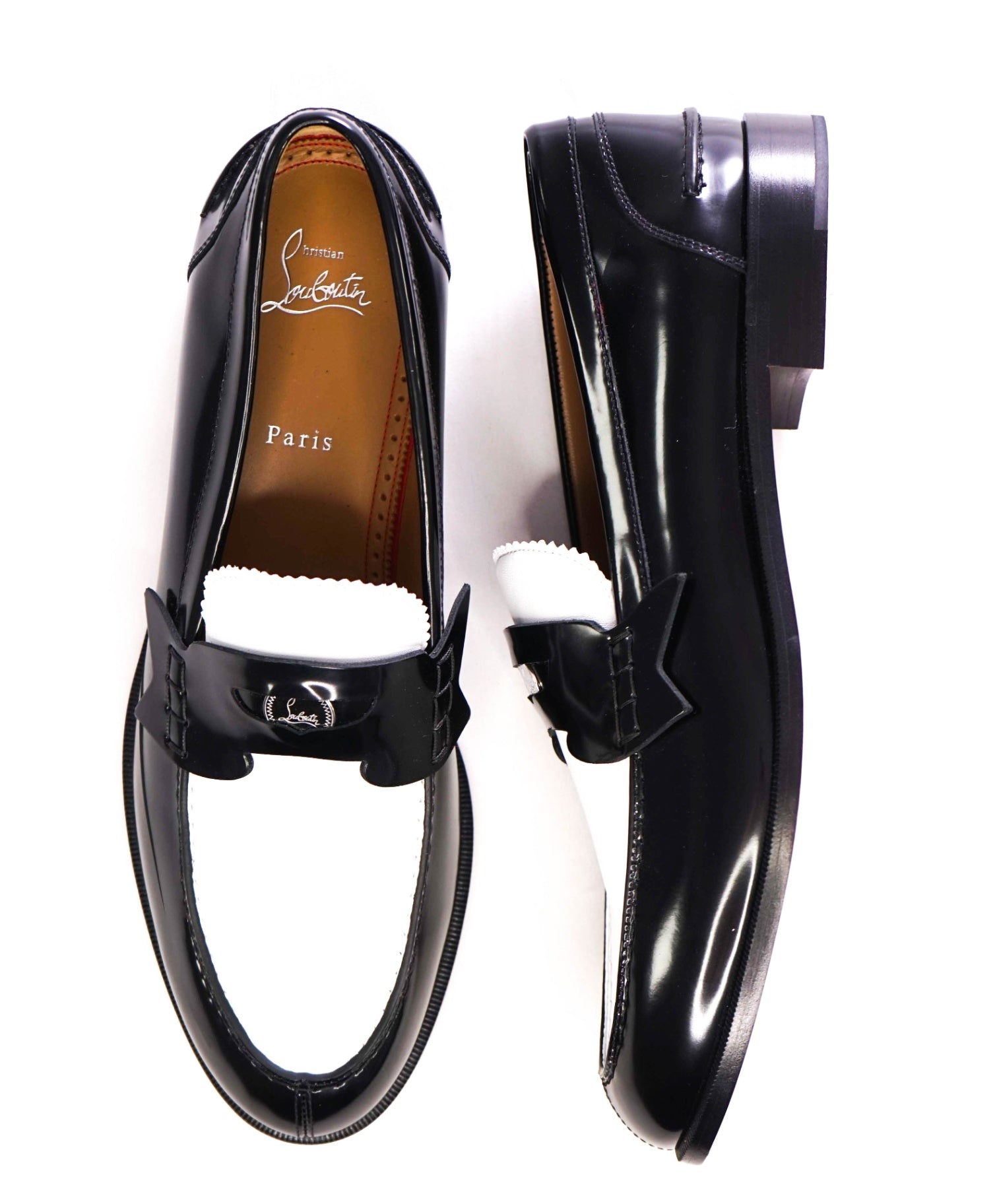 $1,145 CHRISTIAN LOUBOUTIN - *PENNY* Black/White Loafers US 12.5 (45.5EU)