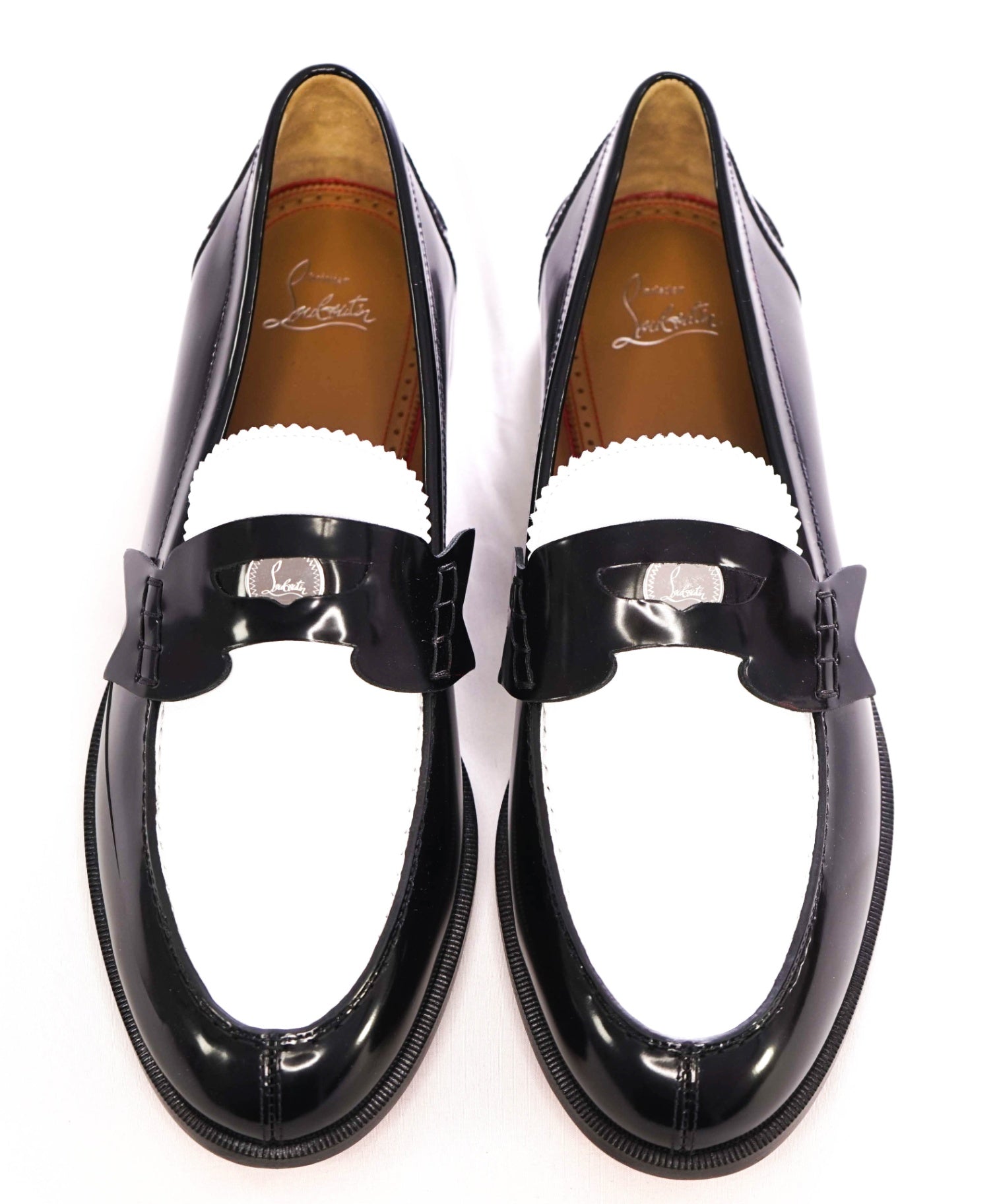 $1,145 CHRISTIAN LOUBOUTIN - *PENNY* Black/White Loafers US 12.5 (45.5EU)