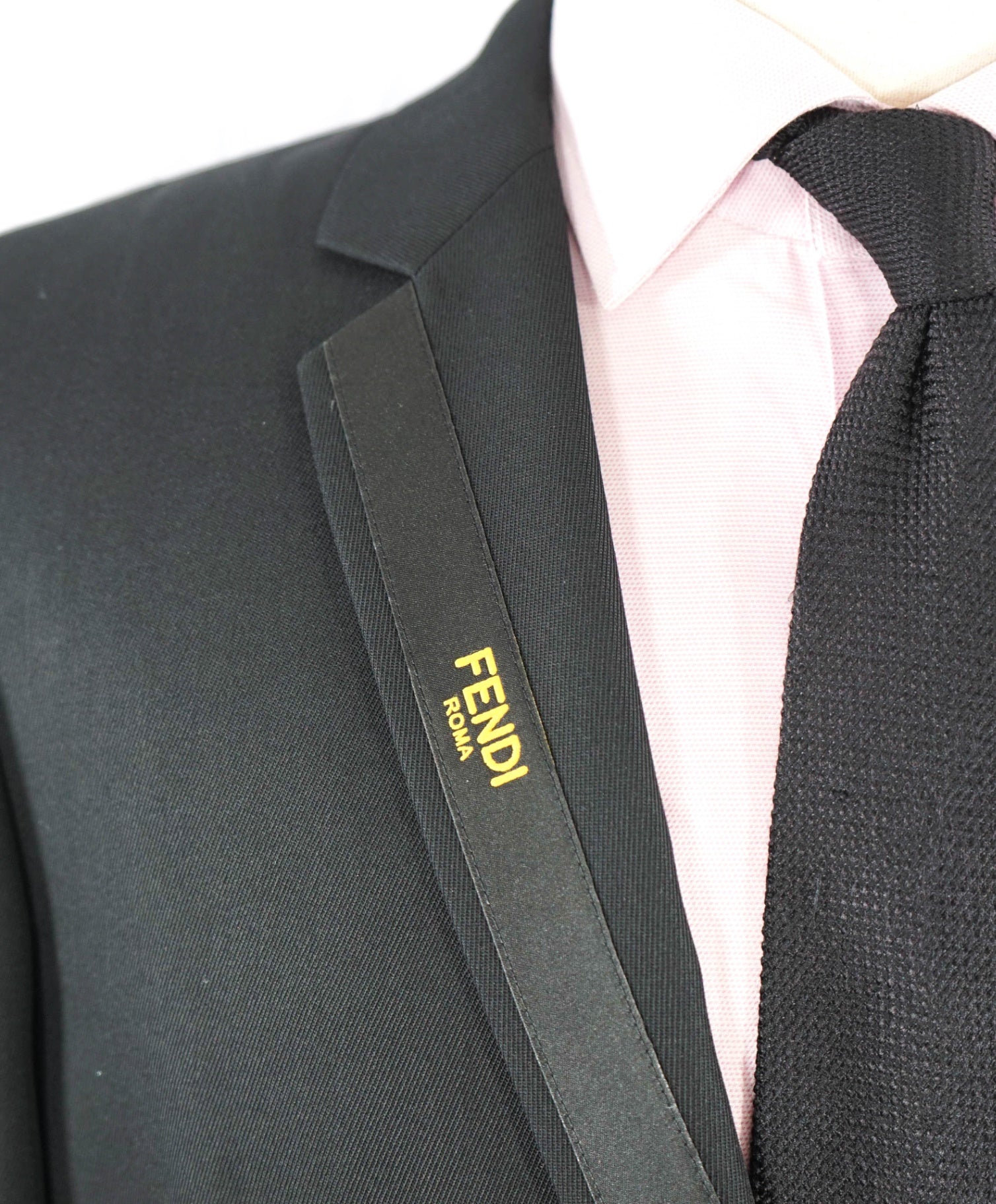 $2,495 FENDI Solid Black LOGO TAPE Blazer 42