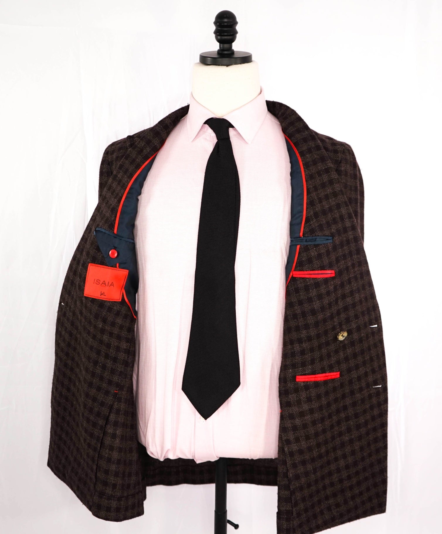 $3,995 ISAIA "DOMENICO" Brown Double Breasted Wool/Silk Blazer 42R
