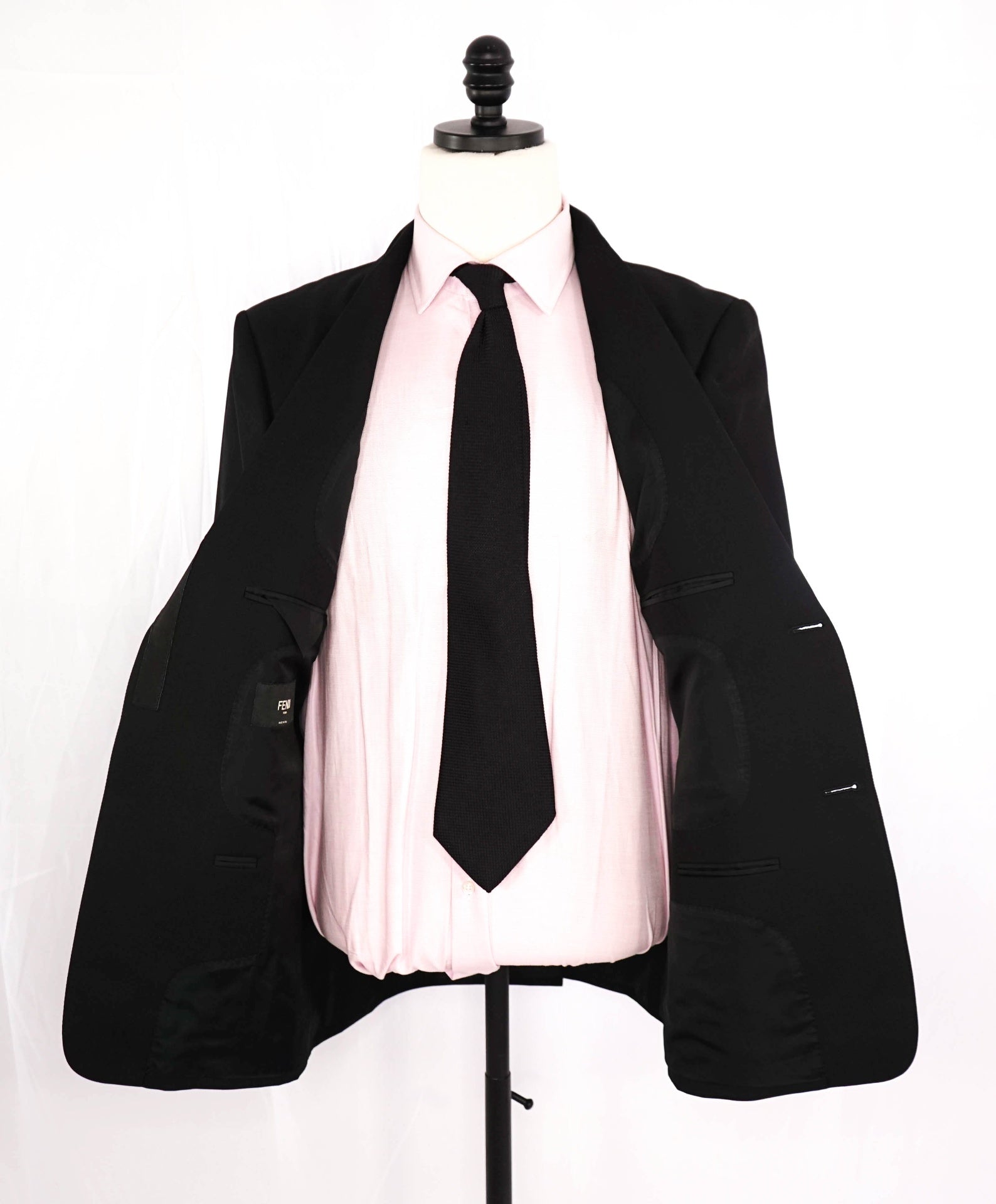 $2,495 FENDI Solid Black LOGO TAPE Blazer 42