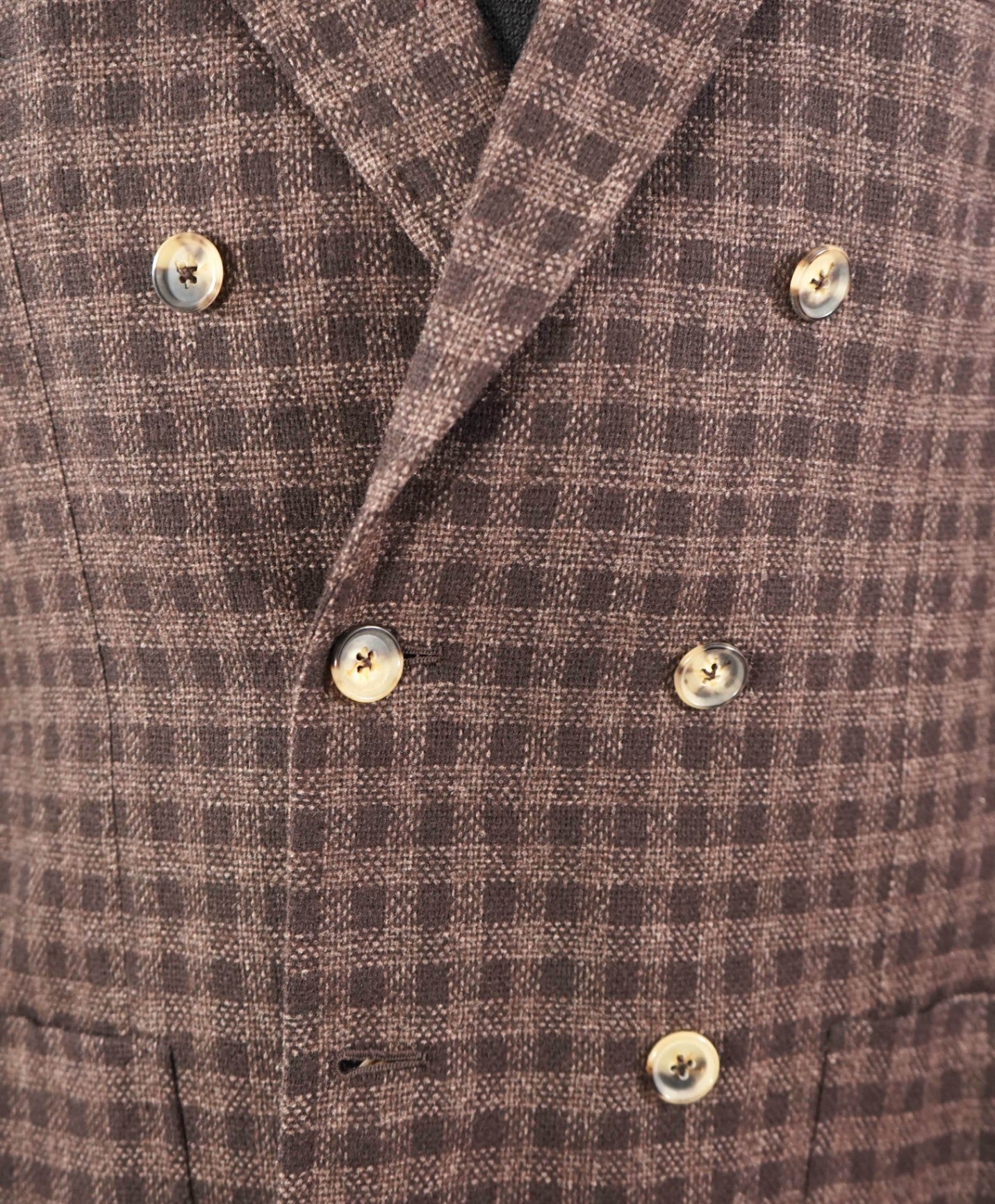 $3,995 ISAIA "DOMENICO" Brown Double Breasted Wool/Silk Blazer 42R