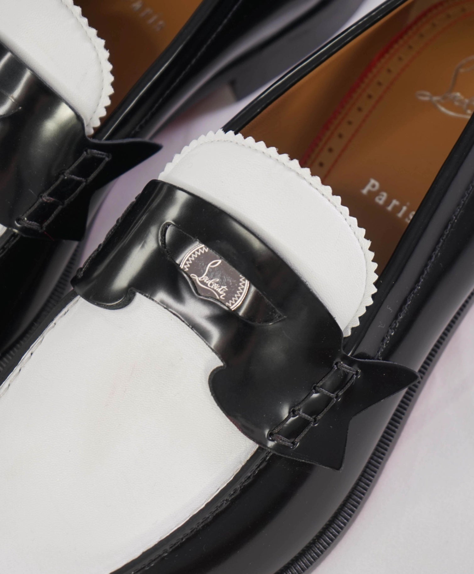 $1,145 CHRISTIAN LOUBOUTIN - *PENNY* Black/White Loafers US 12.5 (45.5EU)
