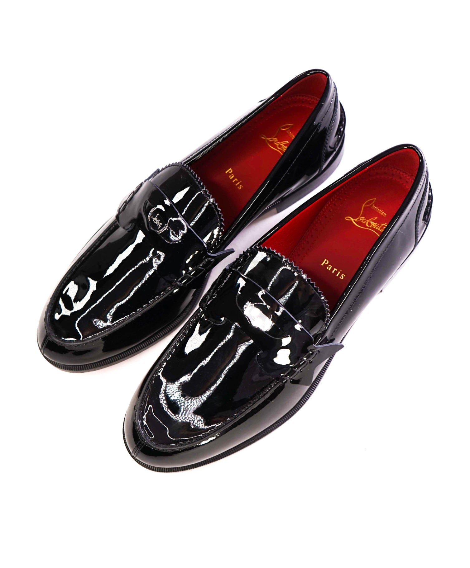 $1,145 CHRISTIAN LOUBOUTIN - *PENNY* Black Patent Loafers US 11 (44EU)