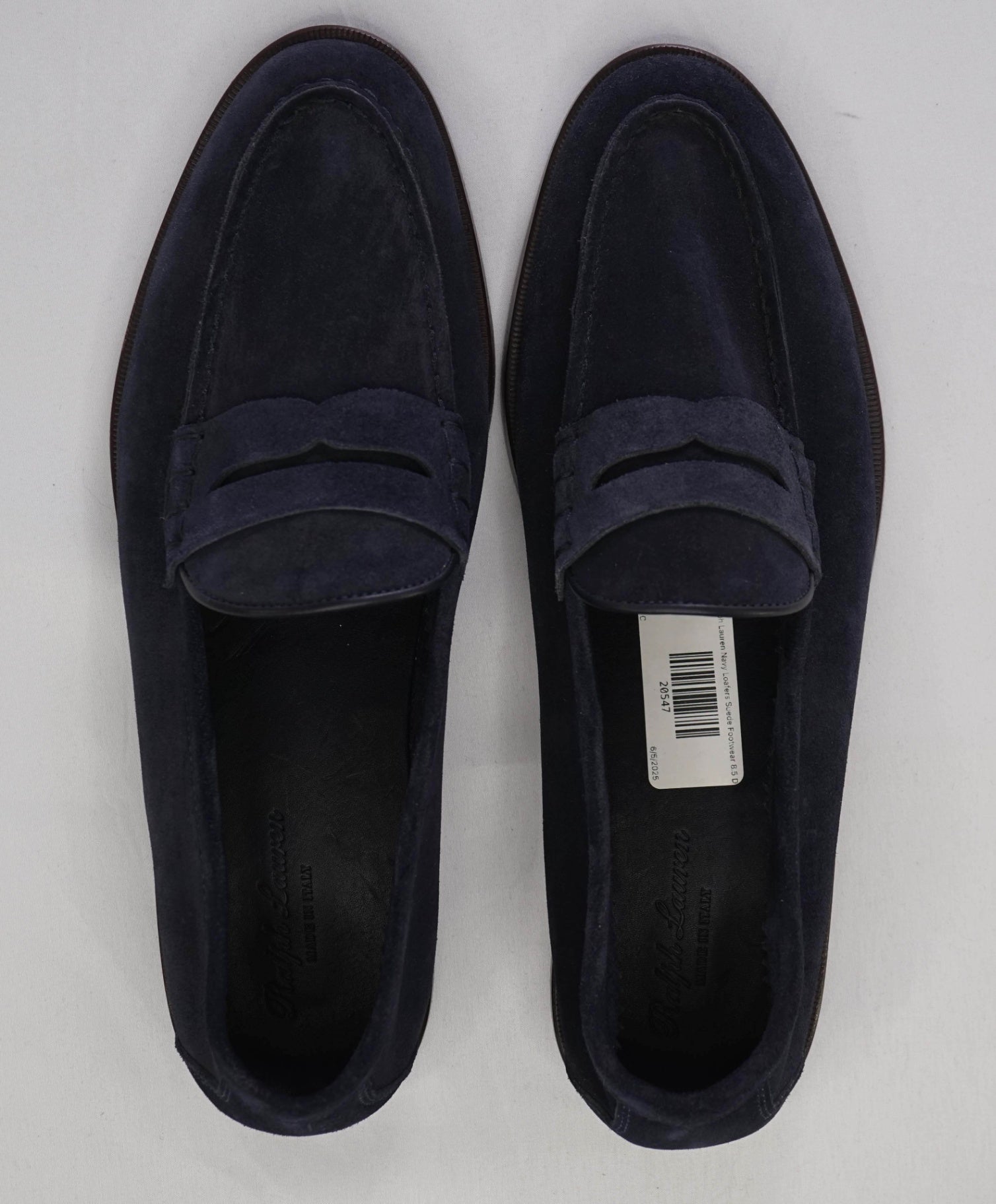 $995 Ralph Lauren Purple Lable Navy Suede Penny Loafers 8.5 D