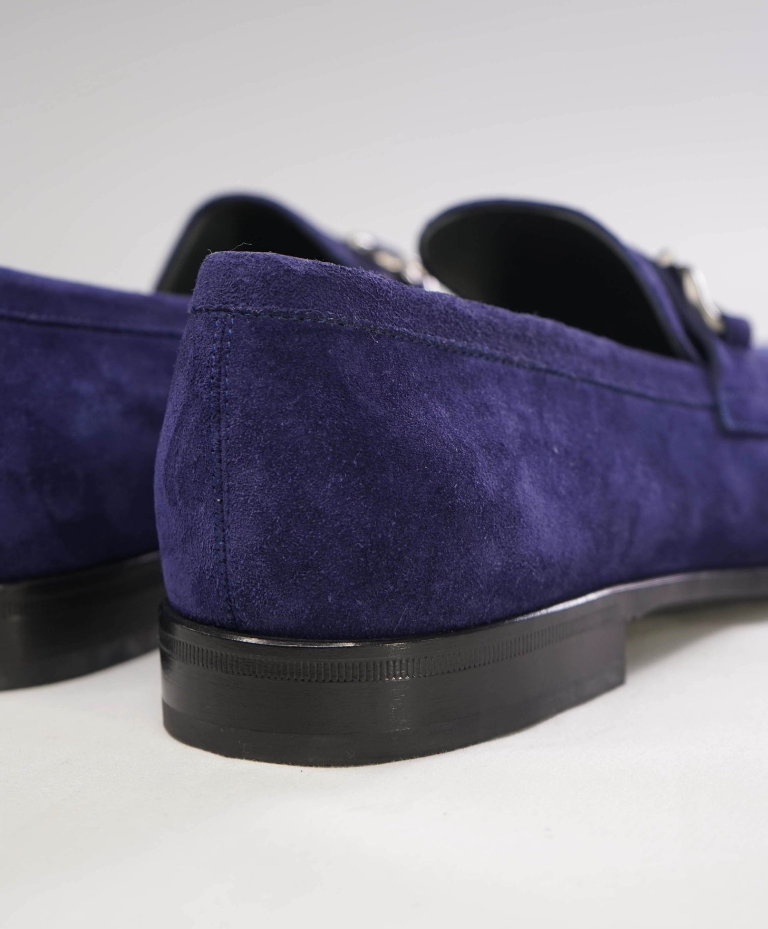 $850 Salvatore Ferragamo "FELICE" Blue Suede Loafers 9.5D