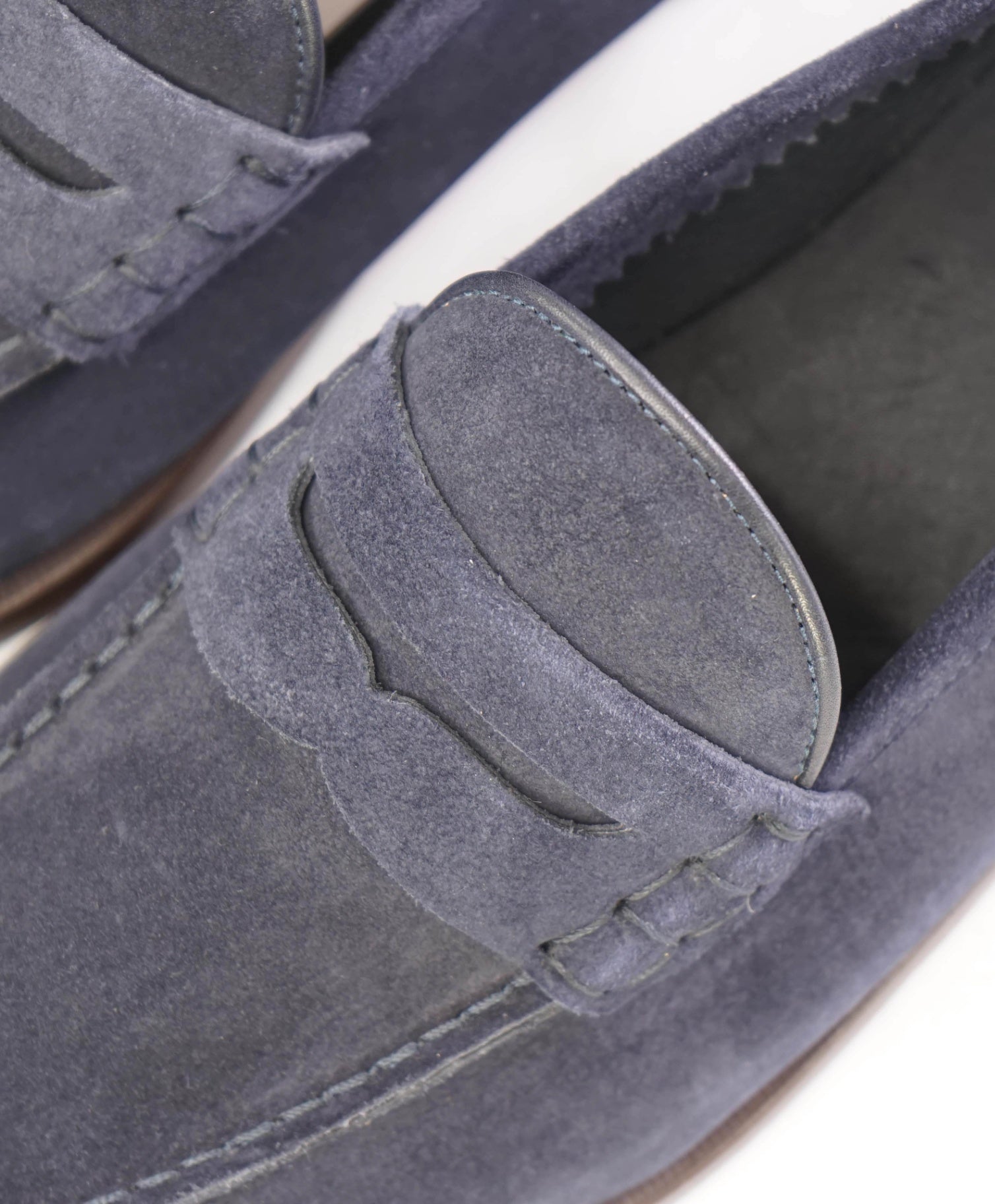 $995 Ralph Lauren Purple Lable Navy Suede Penny Loafers 8.5 D