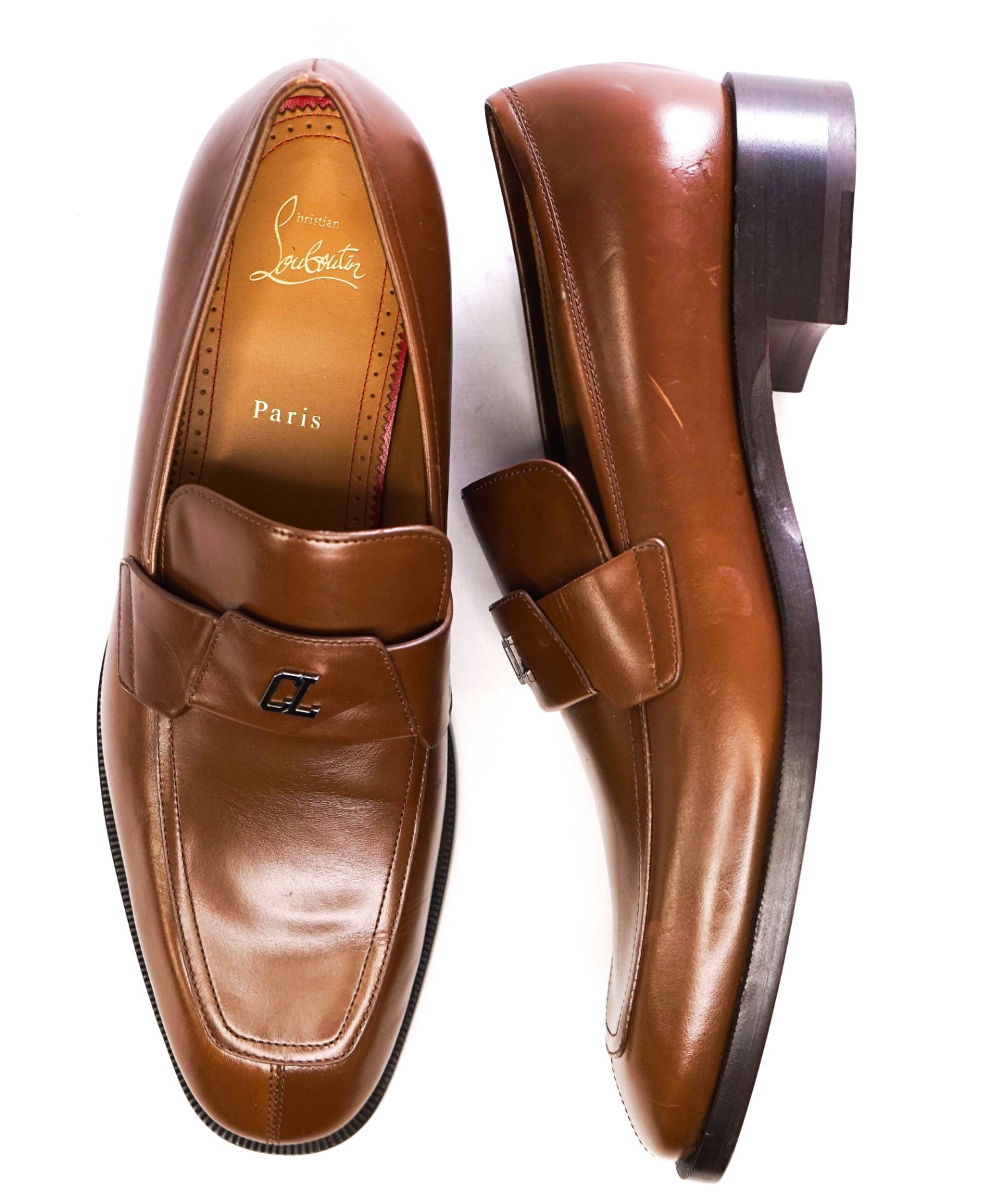 $1,100 CHRISTIAN LOUBOUTIN - *VARSIMOC* Brown Leather Loafers US 11 (44EU)