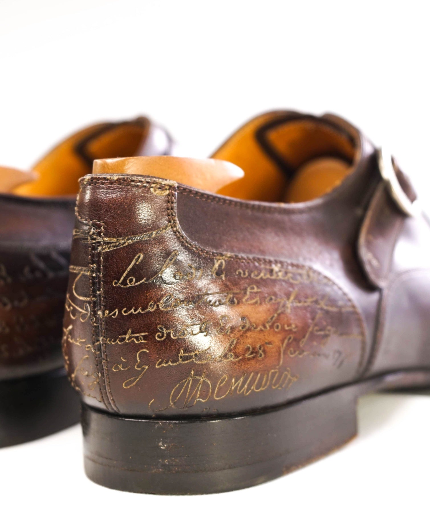 $2,480 Berluti SCRITTO Single Monk Brown Leather Loafers 10US (9IT)