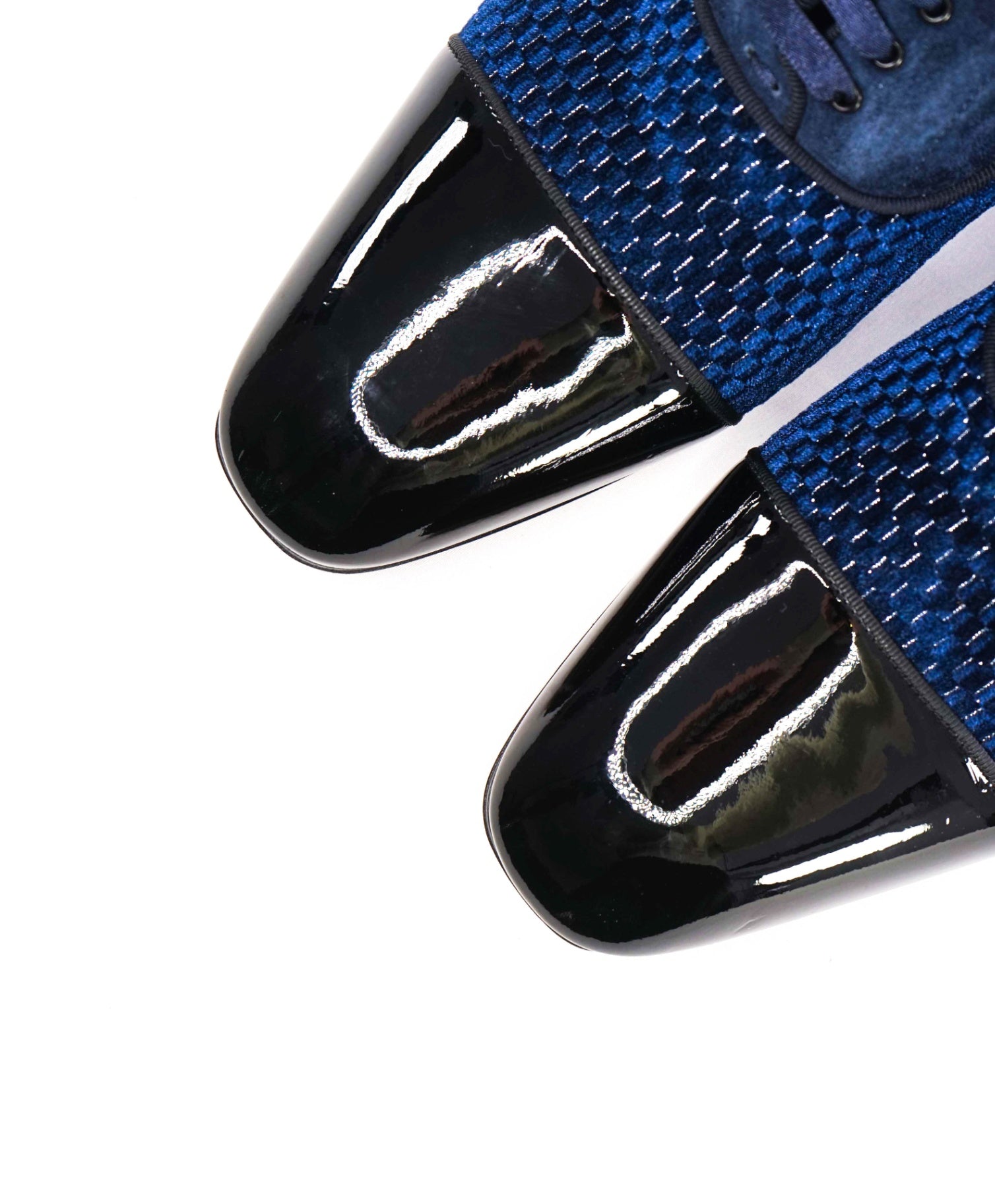 $1,200 Christian Louboutin Blue Leather/Suede/Velvet Oxfords US 8.5 (EU41.5)