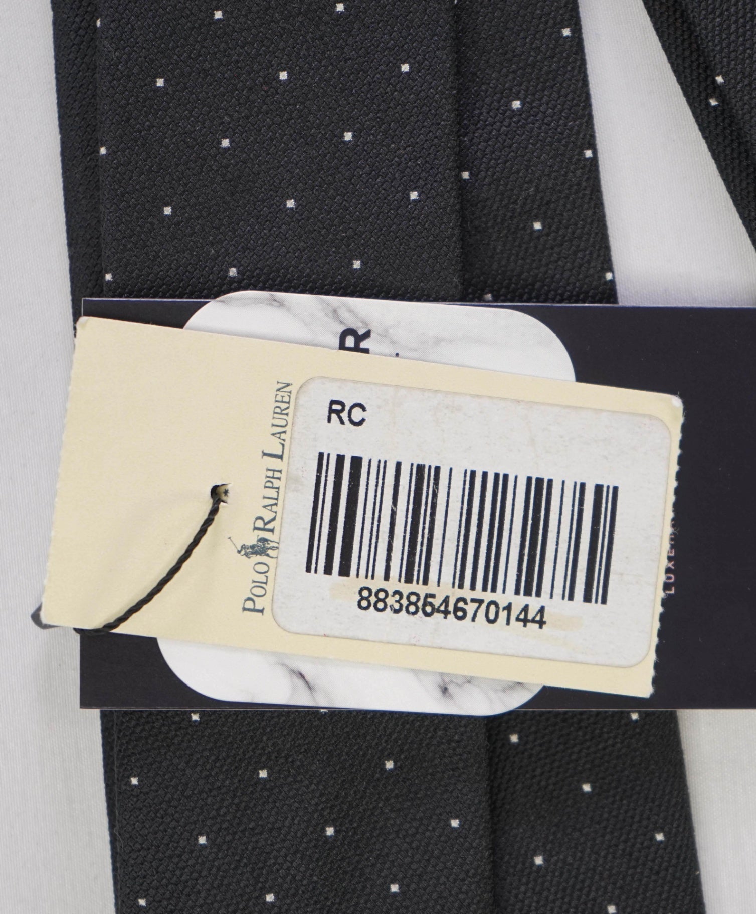 $149 Ralph Lauren Black Label Black White Polka Dot Silk Tie 3.25"
