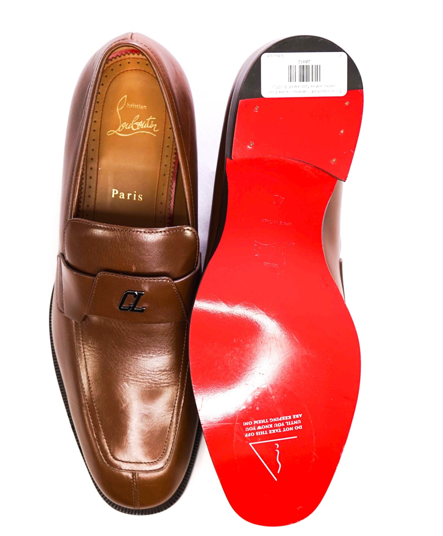 $1,100 CHRISTIAN LOUBOUTIN - *VARSIMOC* Brown Leather Loafers US 9 (42EU)