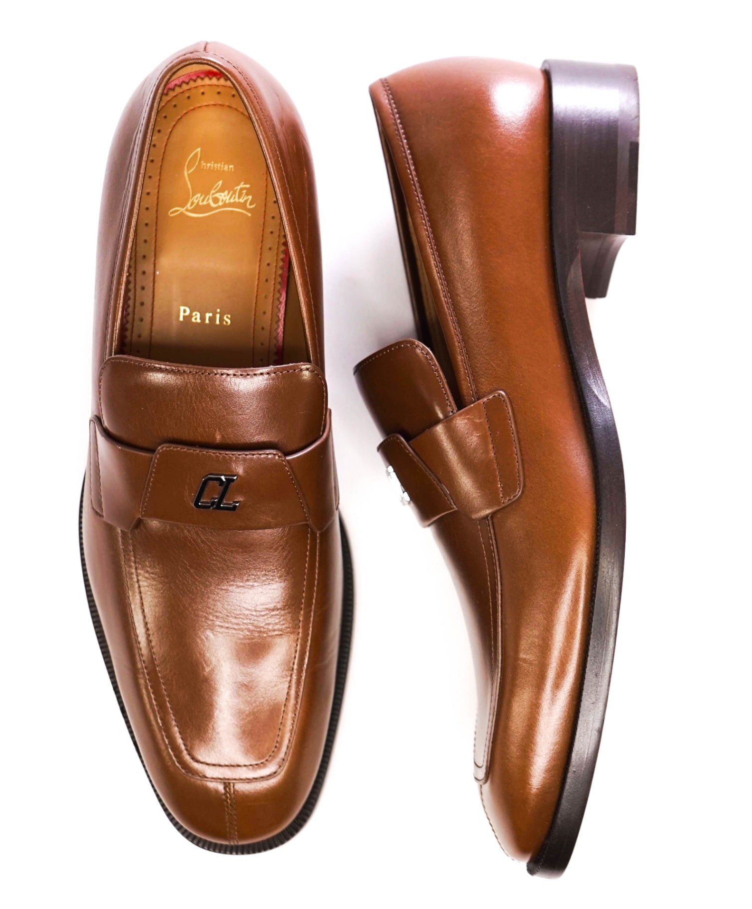 $1,100 CHRISTIAN LOUBOUTIN - *VARSIMOC* Brown Leather Loafers US 9 (42EU)