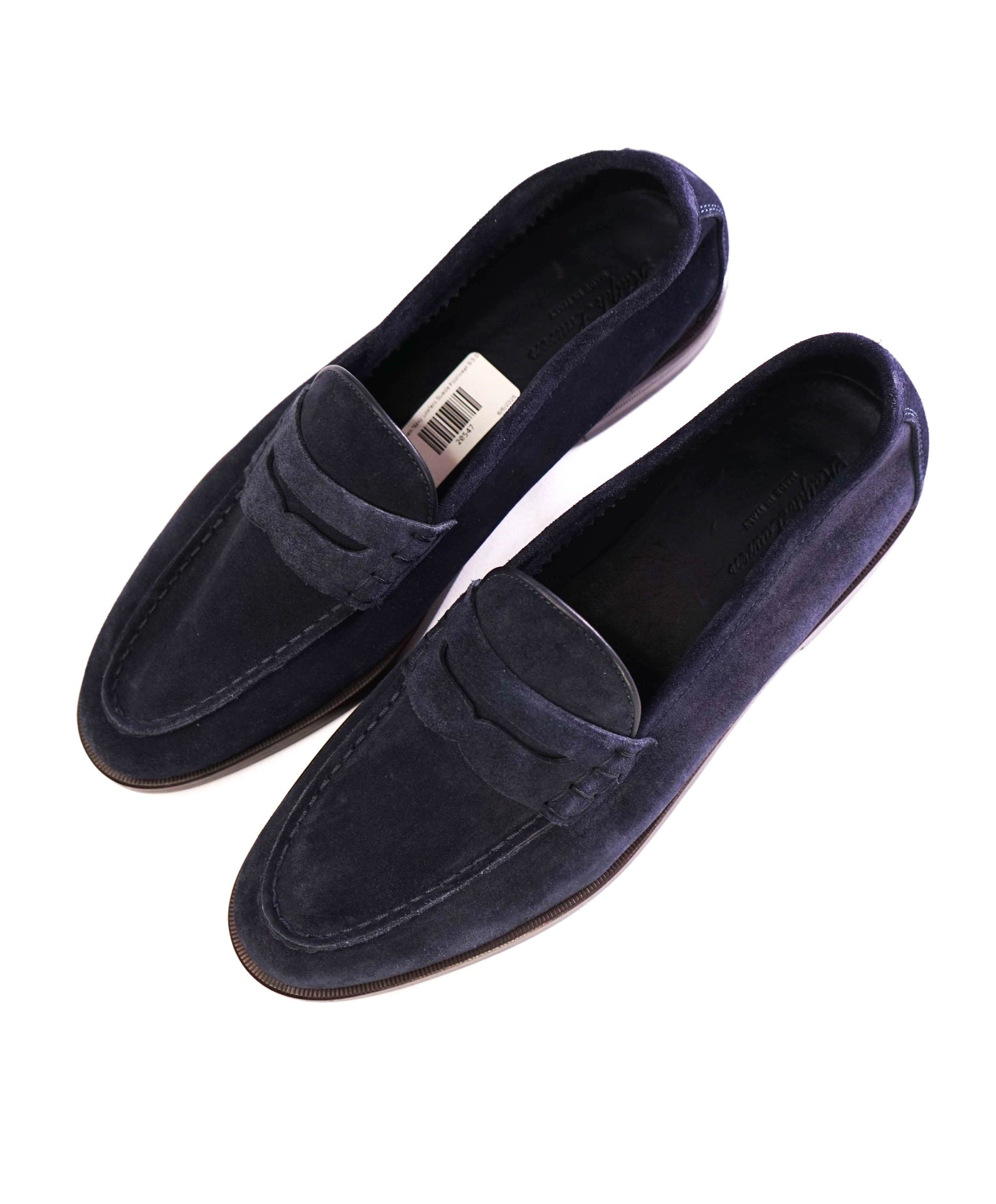 $995 Ralph Lauren Purple Lable Navy Suede Penny Loafers 8.5 D