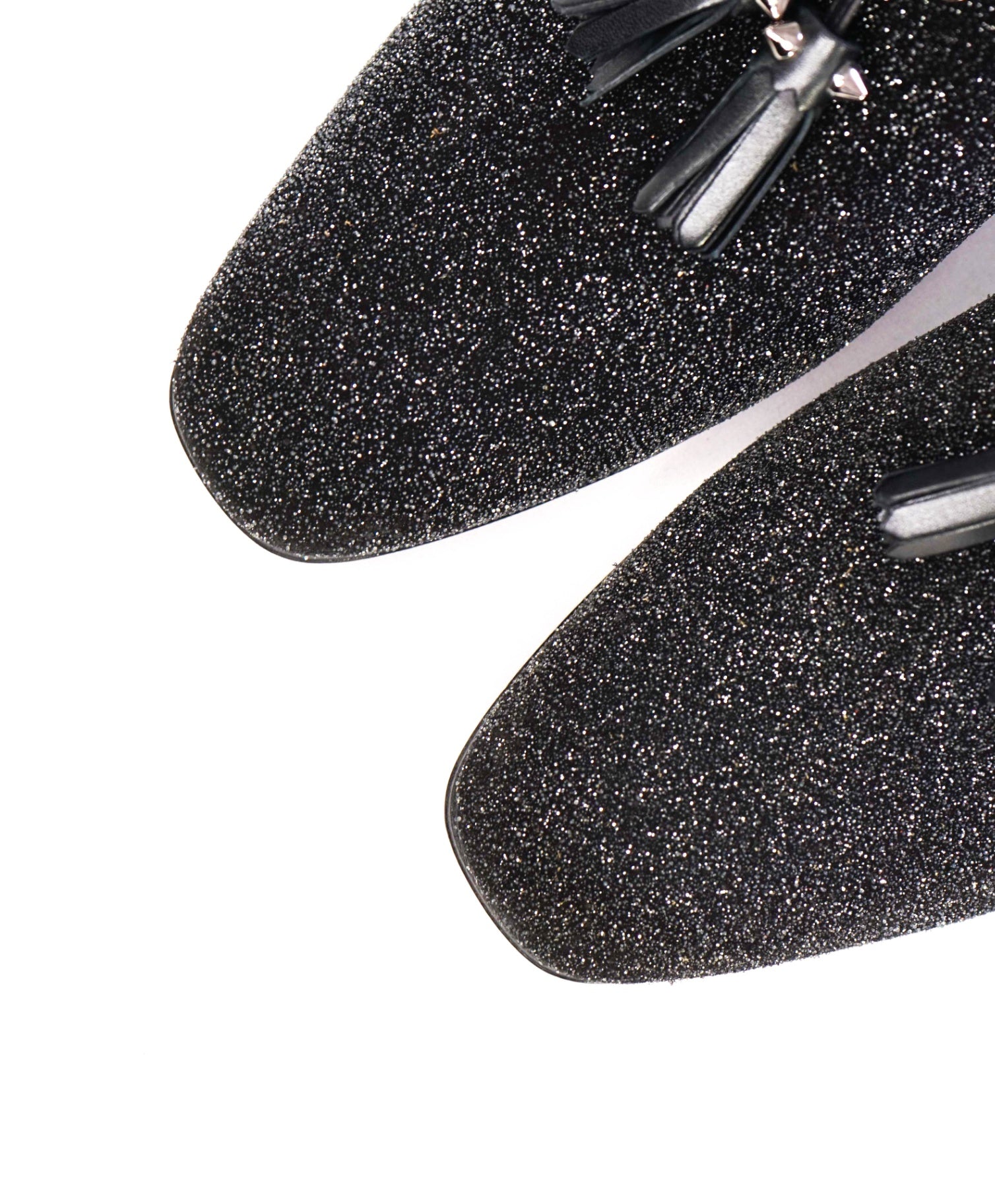 $1,100 Christian Louboutin Black Glitter Leather Footwear US 7.5 (40.5EU)