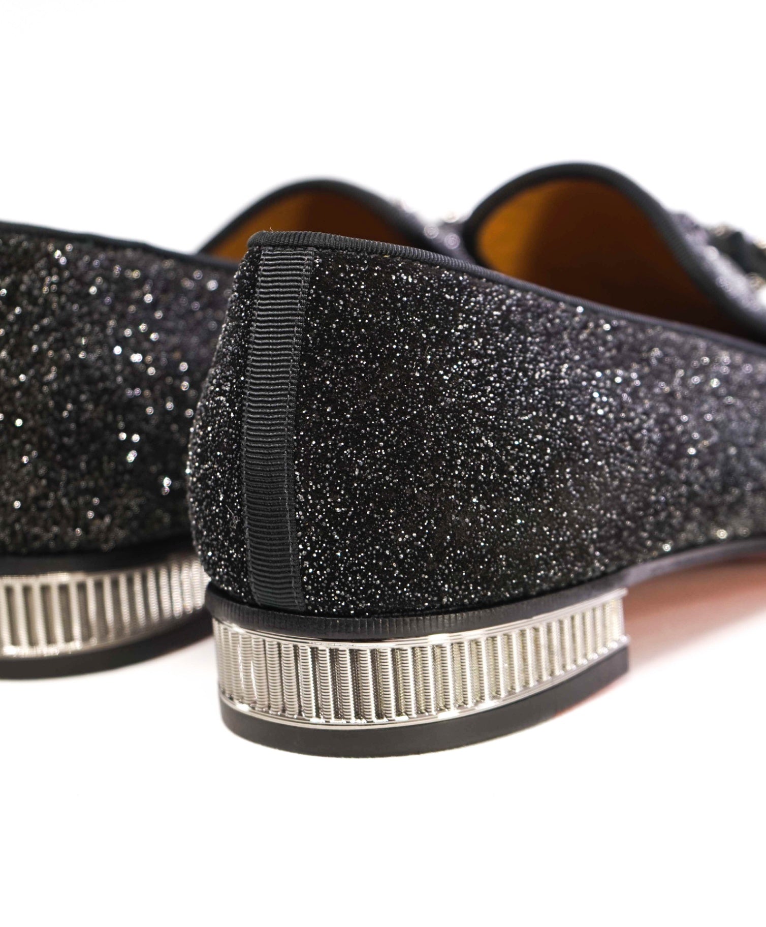 $1,100 Christian Louboutin Black Glitter Leather Footwear US 7.5 (40.5EU)
