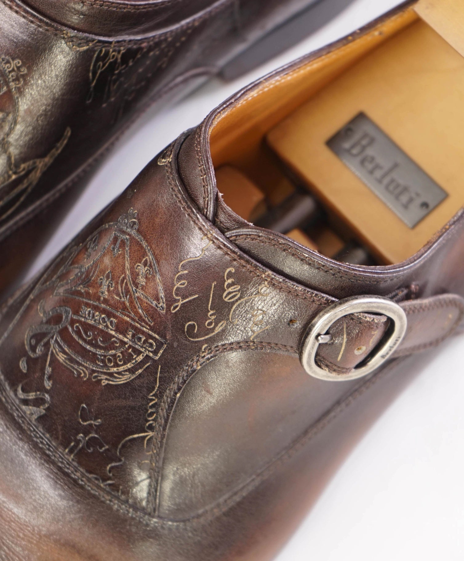 $2,480 Berluti SCRITTO Single Monk Brown Leather Loafers 10US (9IT)
