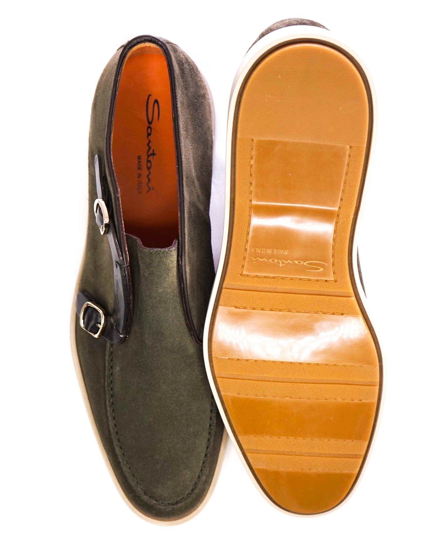 $995 Santoni Olive Grey Suede Chukka Slip On Footwear US 12 (11UK)
