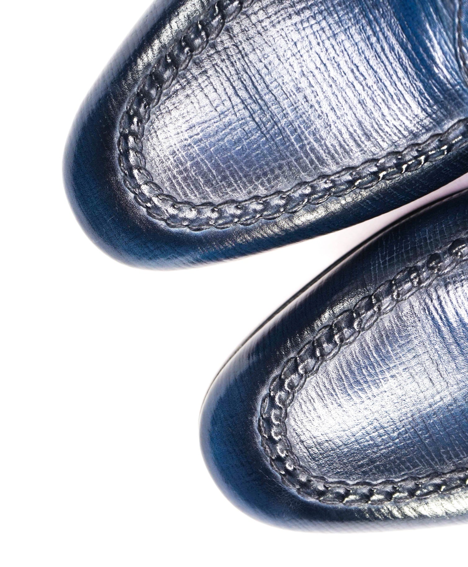 $1,195 Santoni Navy Loafers Leather GOODYEAR US 9 (8UK)