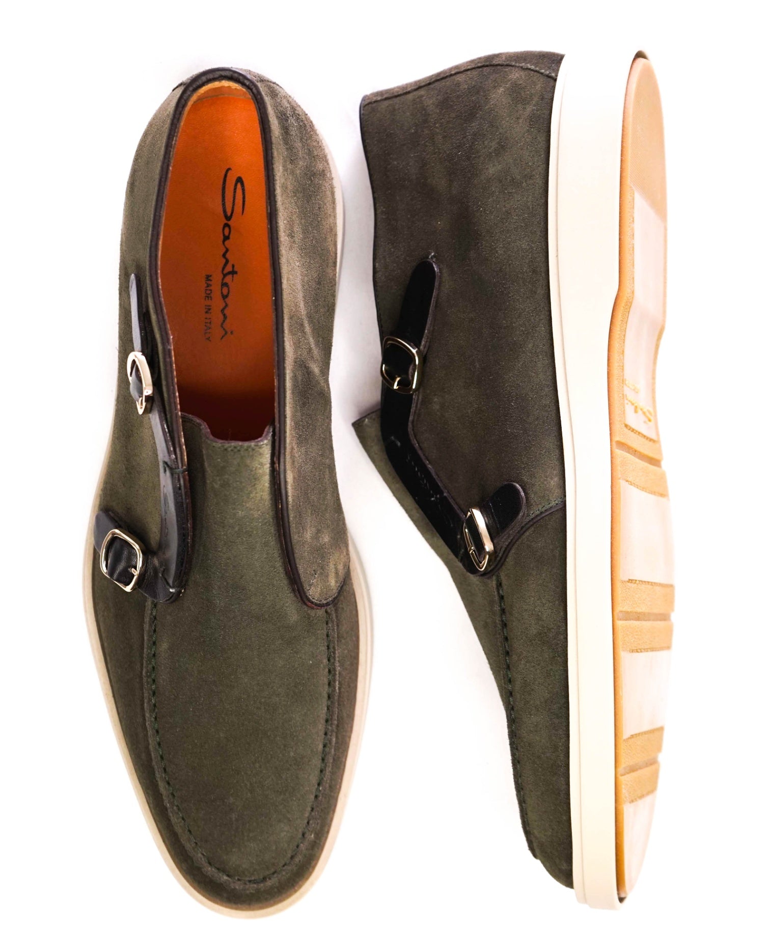 $995 Santoni Olive Grey Suede Chukka Slip On Footwear US 12 (11UK)