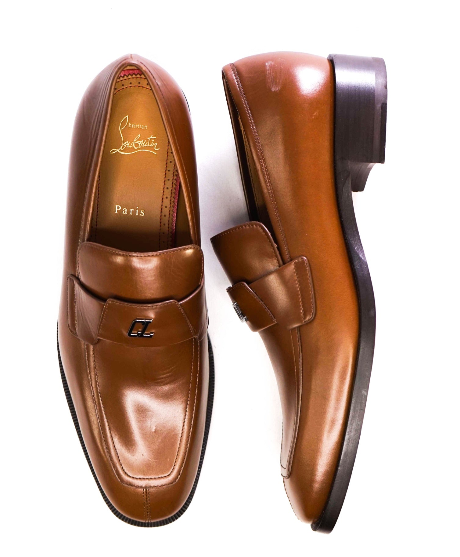 $1,100 CHRISTIAN LOUBOUTIN - *VARSIMOC* Brown Leather Loafers US 11 (44EU)
