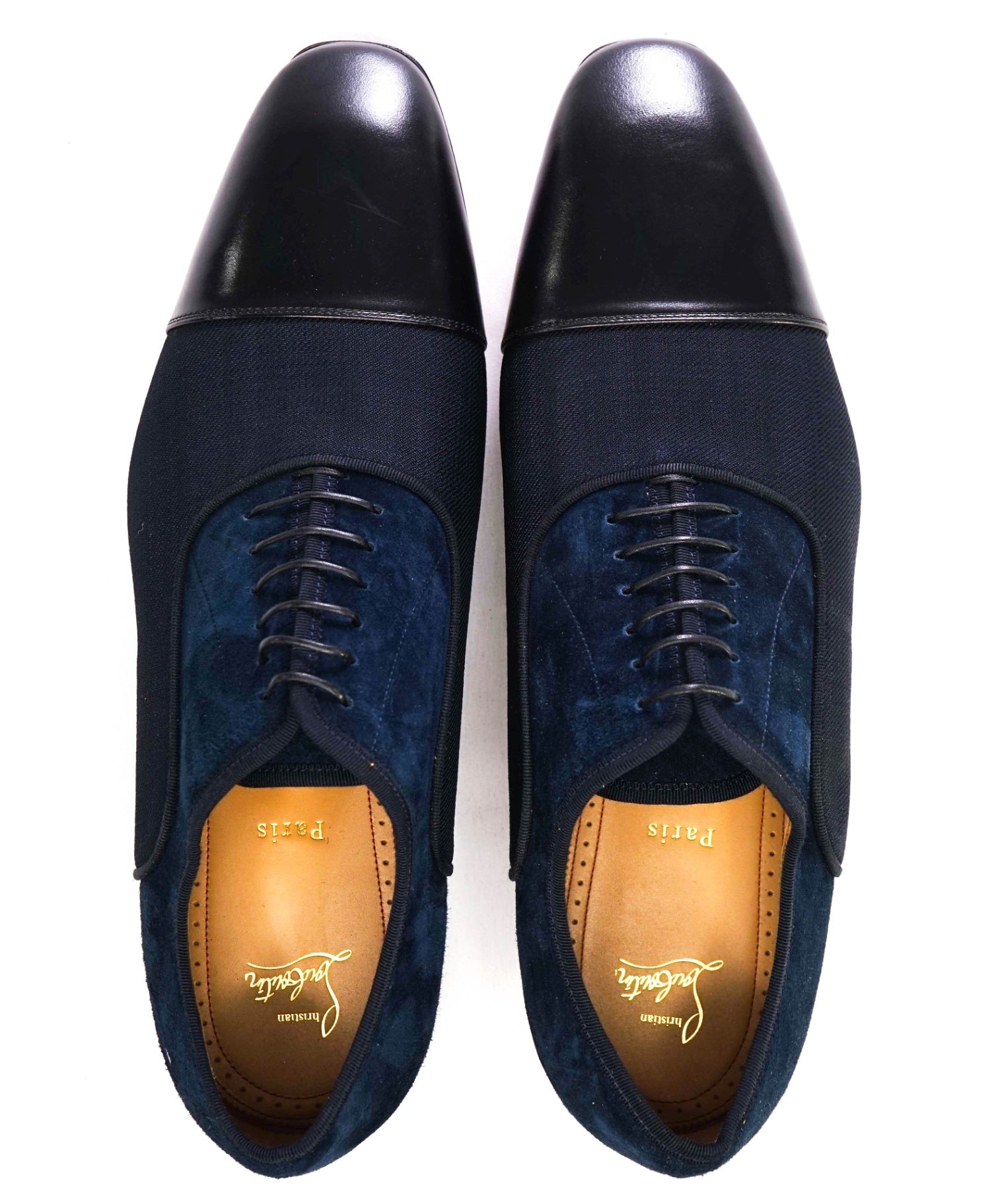 $1,050 CHRISTIAN LOUBOUTIN - *GREGGO* Suede Navy Blue Oxfords US 14 (47EU)
