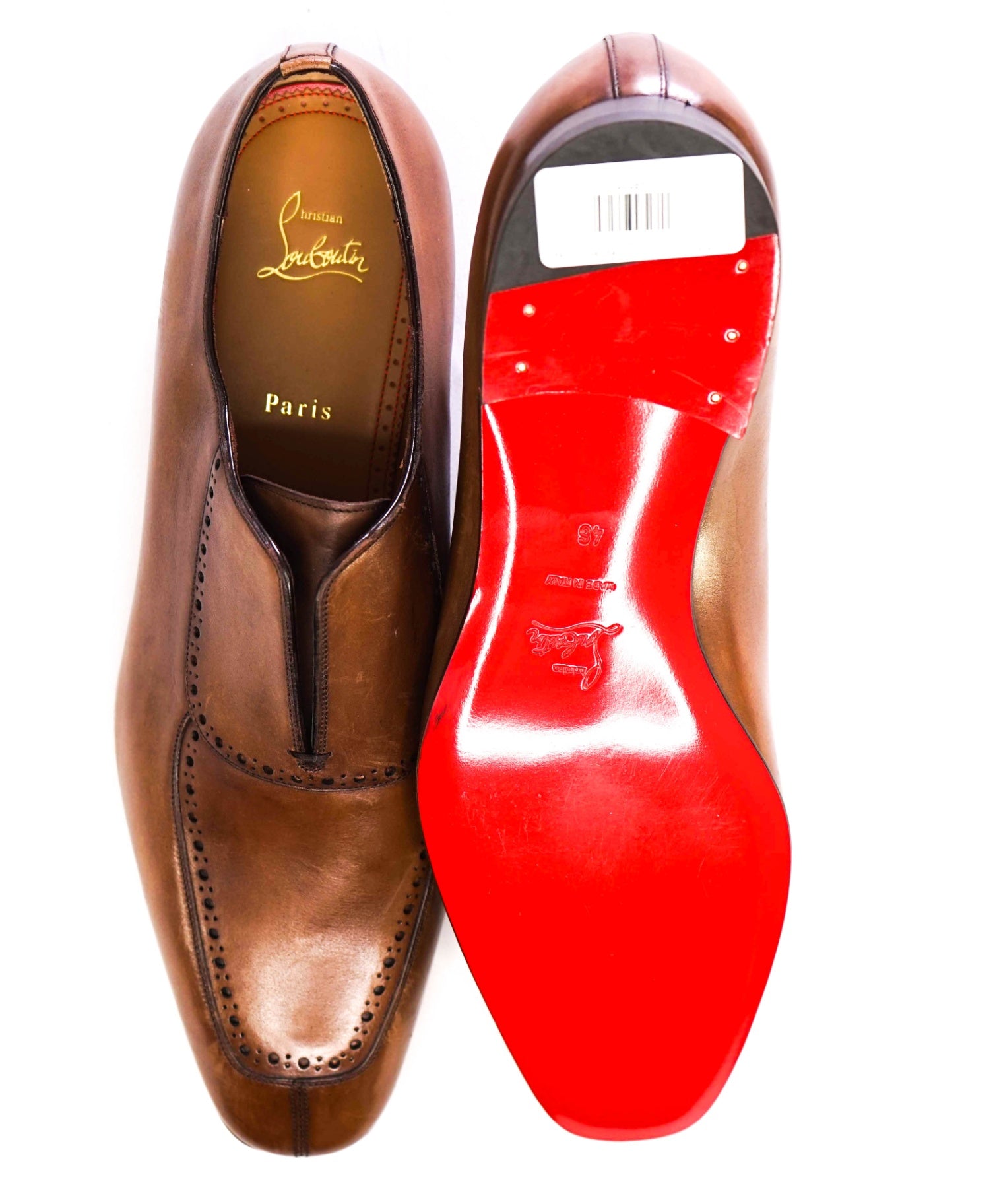 $1,250 CHRISTIAN LOUBOUTIN - *LAFITOCH* Brown Lthr Loafer US 13 (46EU)