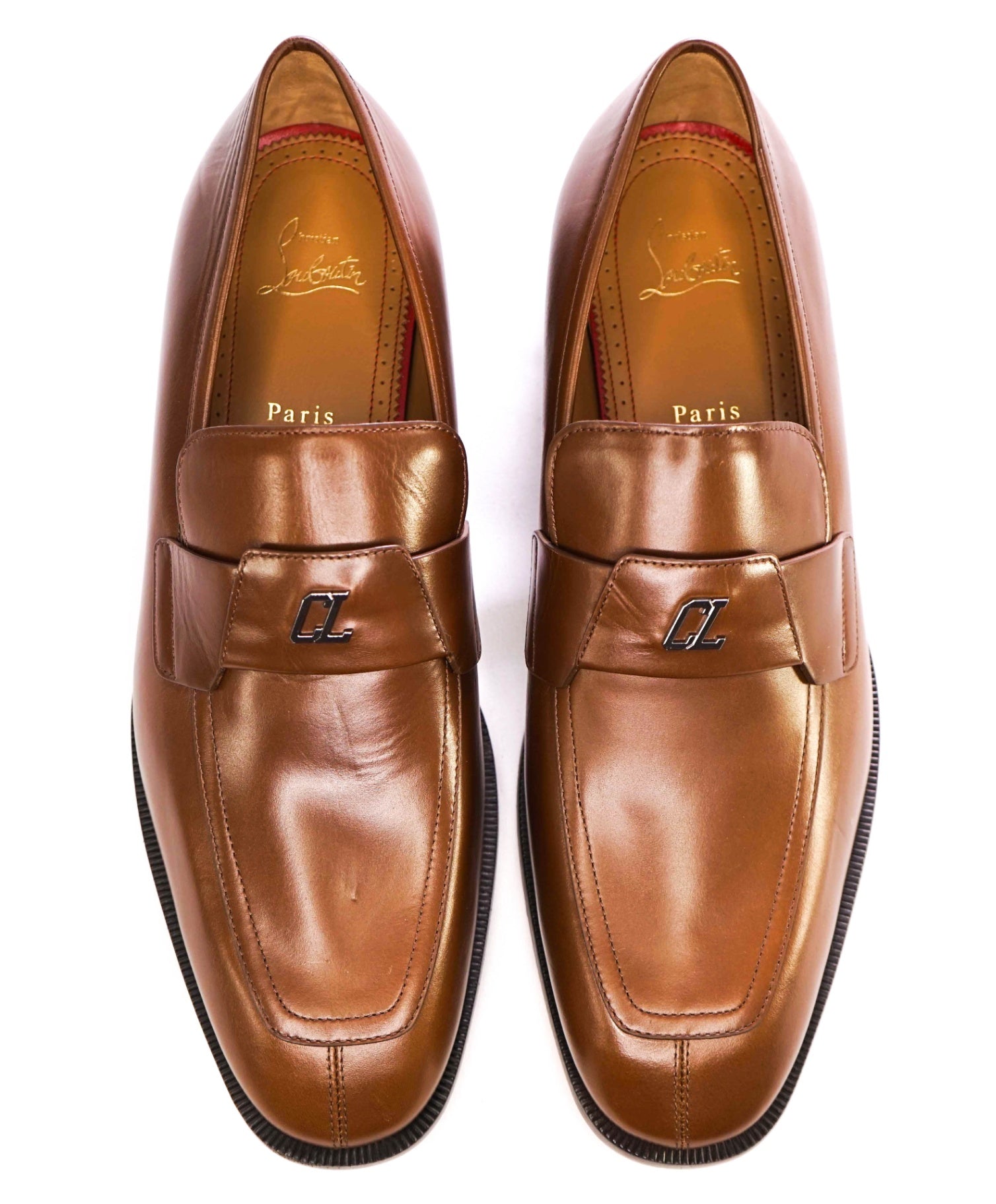 $1,100 CHRISTIAN LOUBOUTIN - *VARSIMOC* Brown Leather Loafers US 11 (44EU)