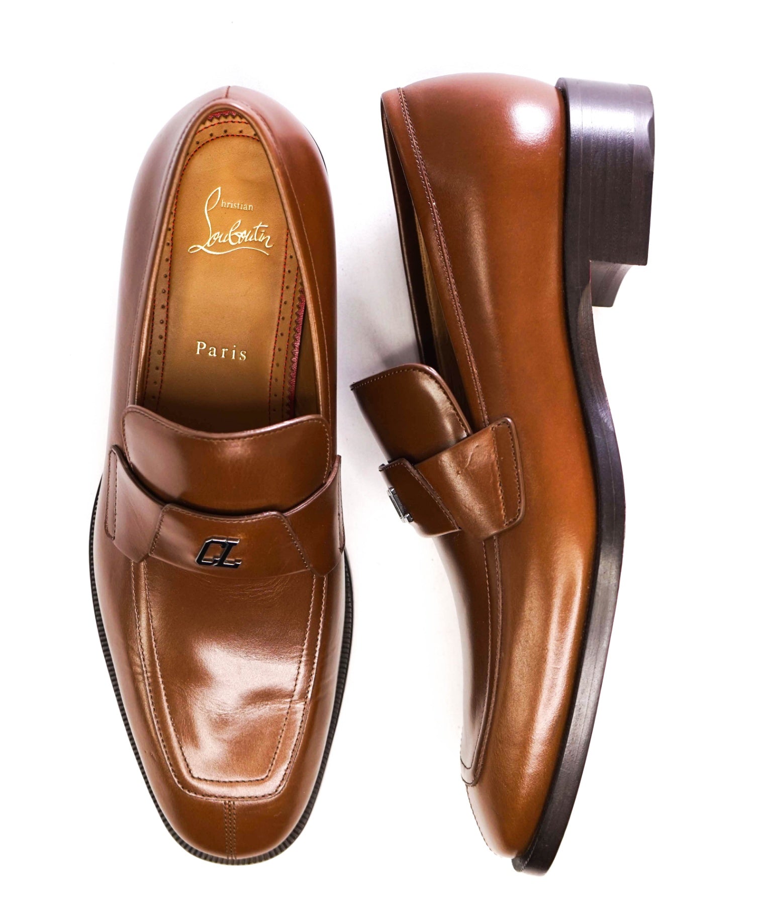 $1,100 CHRISTIAN LOUBOUTIN - *VARSIMOC* Brown Leather Loafers US 9 (42EU)