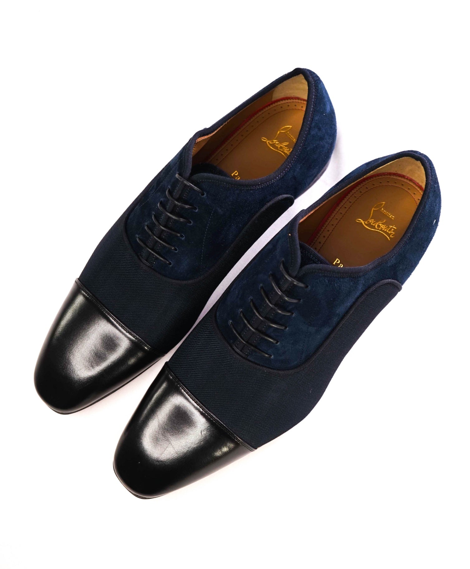 $1,050 CHRISTIAN LOUBOUTIN - *GREGGO* Suede Navy Blue Oxfords US 14 (47EU)