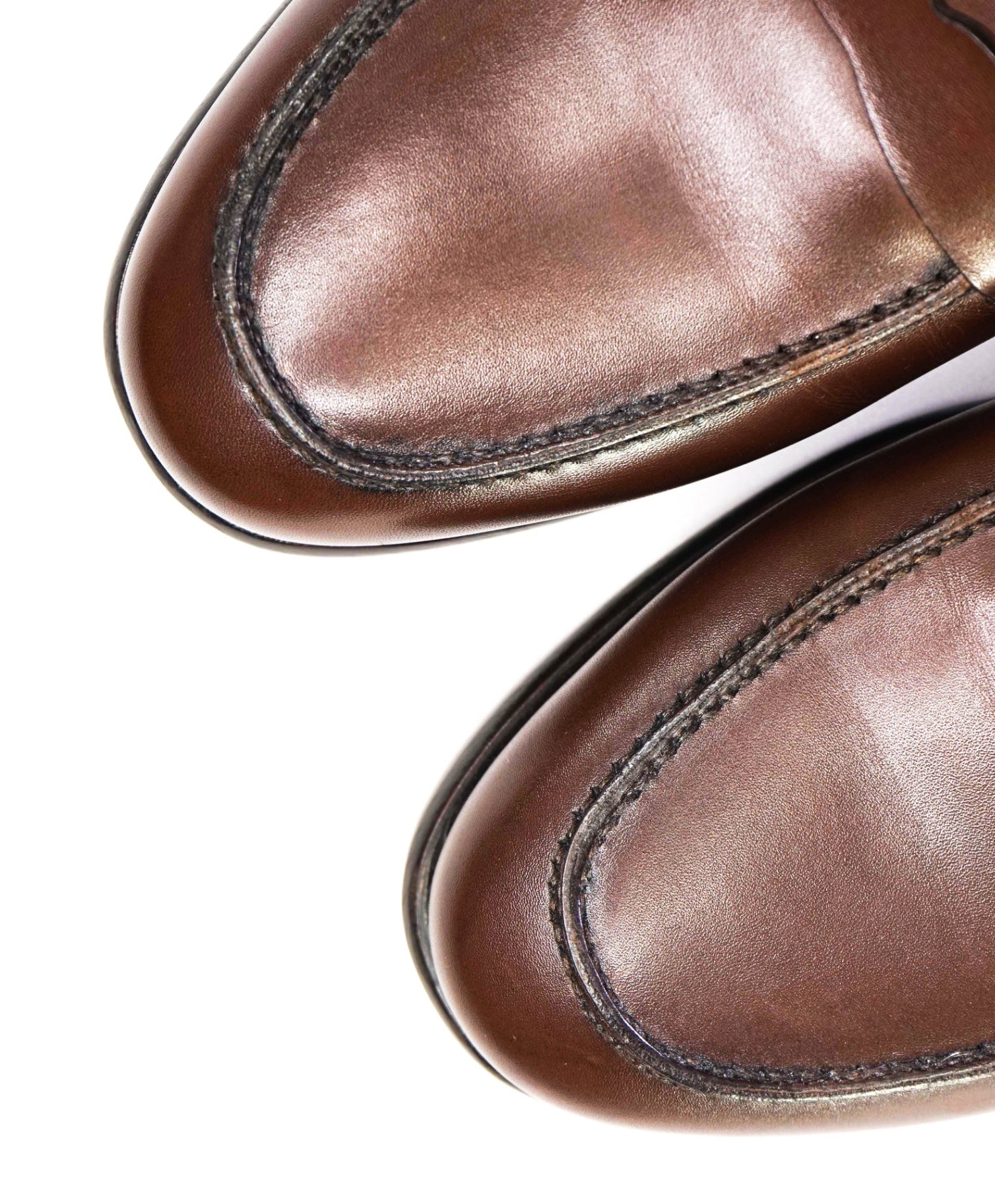 $1,295 Salvatore Ferragamo "TRAMEZZA" Brown Penny Loafers 10.5 EE
