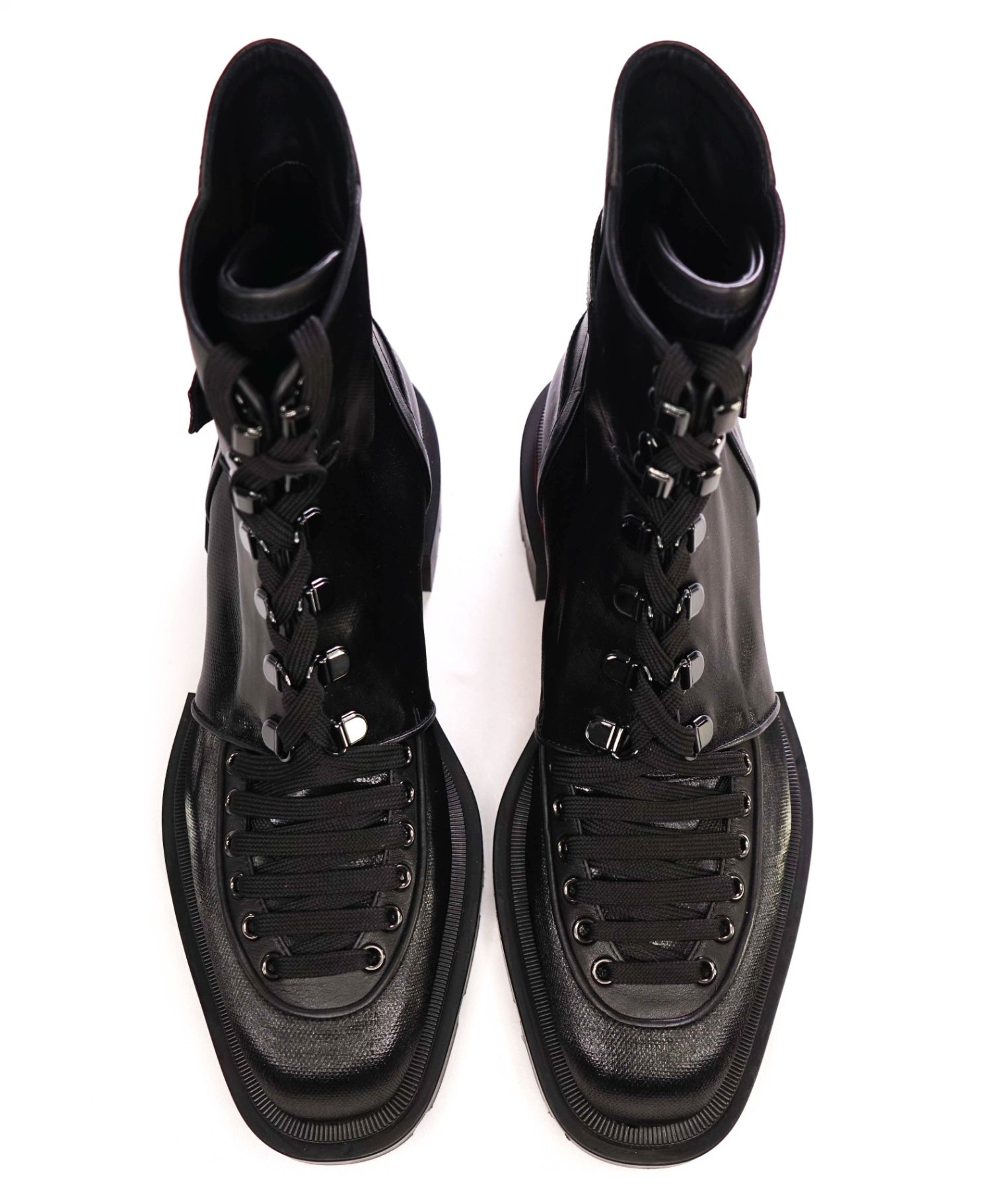 $2,030 Christian Louboutin "Macademia" Black Leather/Nylon Boot US 10.5 (43.5EU)