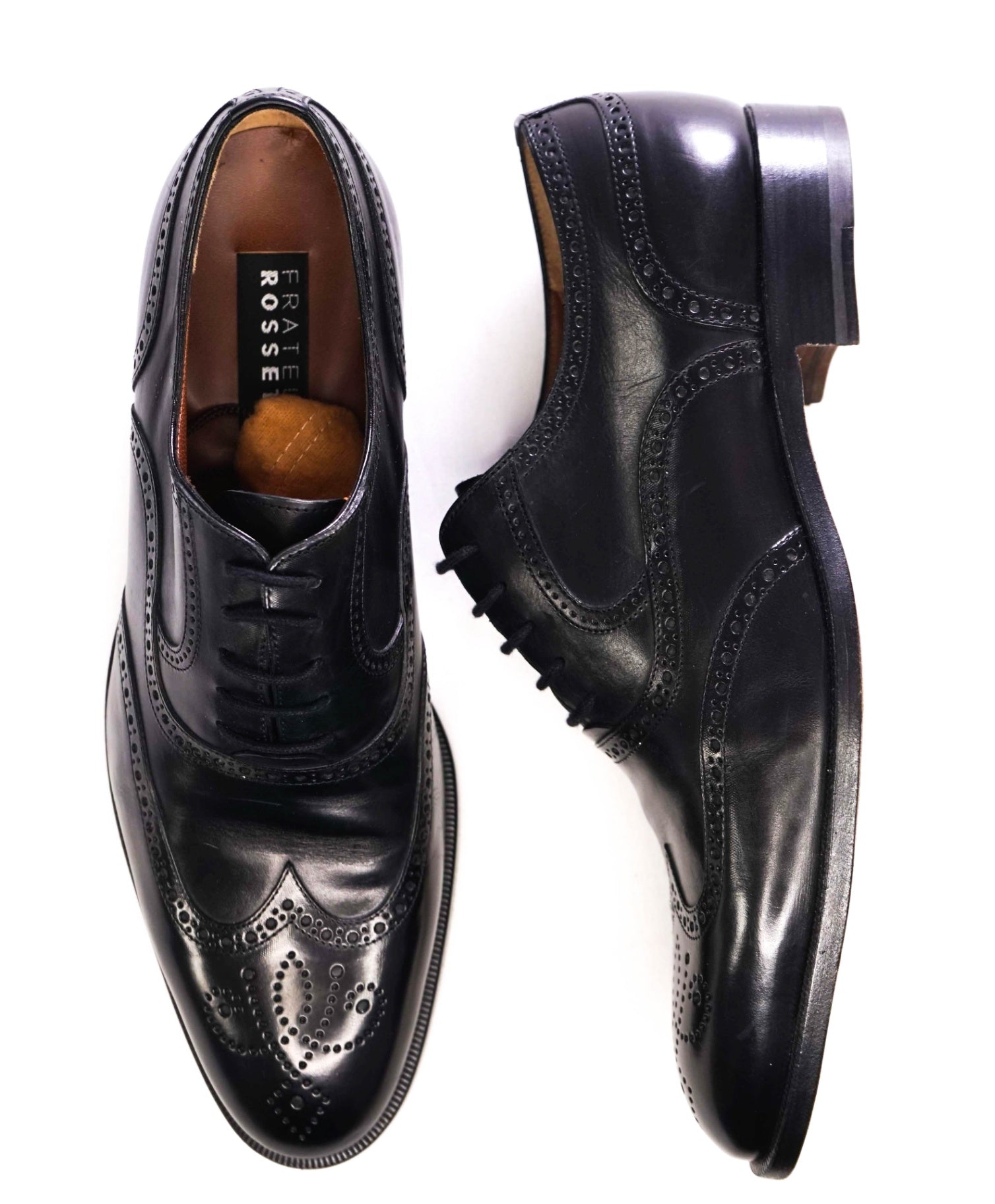 $700 FRATELLI ROSSETTI Black Oxfords Leather Brogues 8.5 US (7.5 UK)