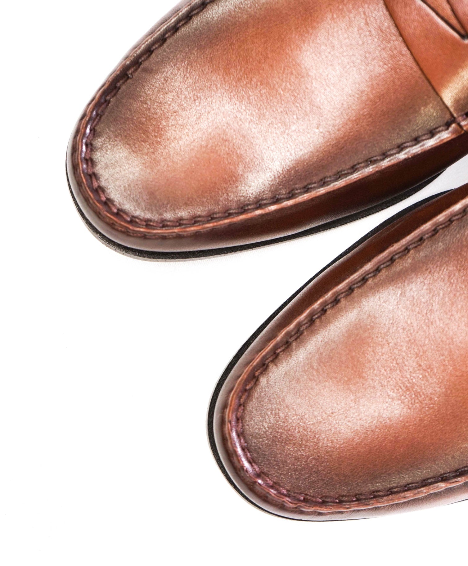 $750 Santoni "POSITANO" Brown Leather Penny Loafers US 9 D