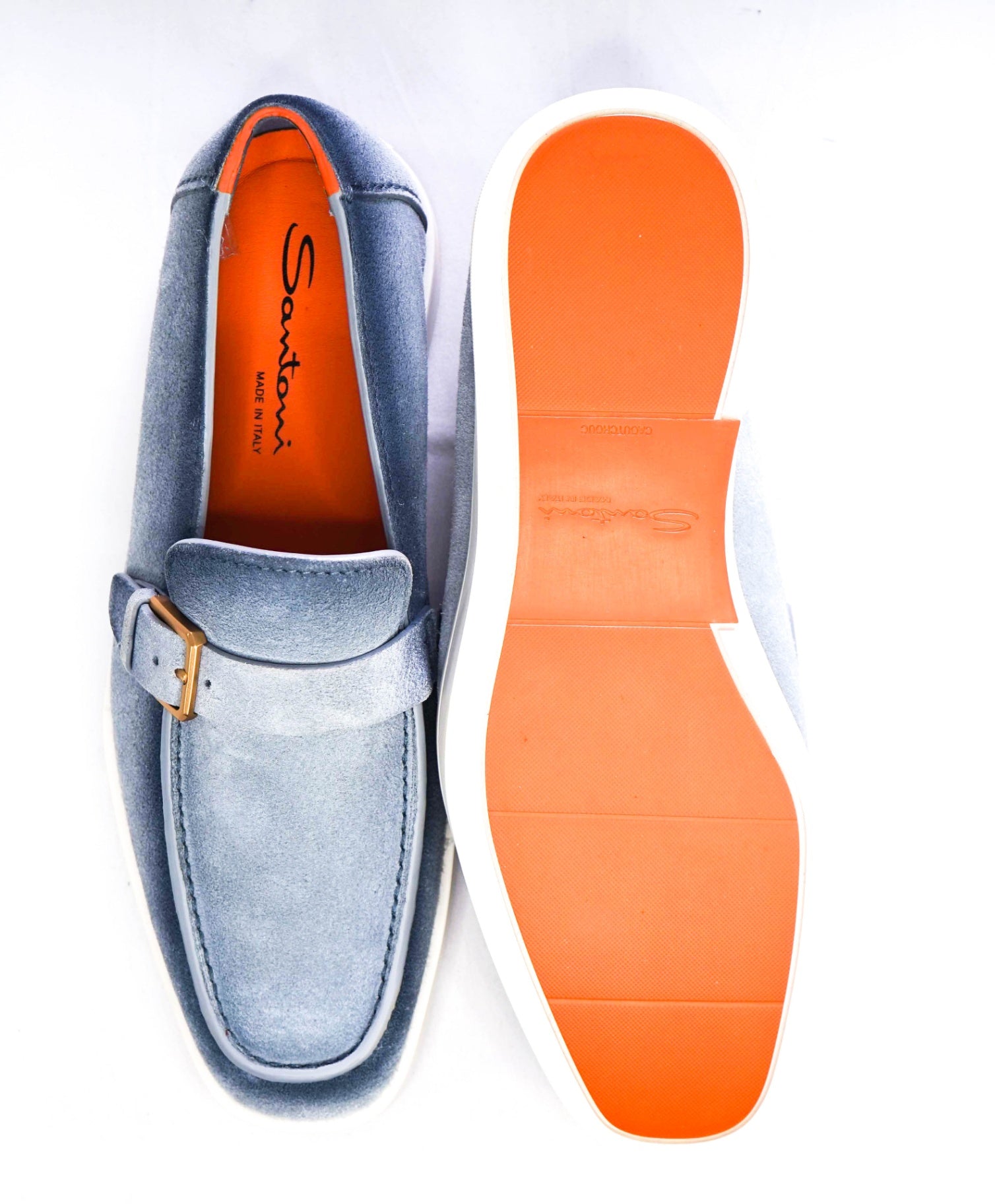 $1,060 Santoni Light Blue Suede "SUMMER WALK" Loafer US 9 (8UK) US 9.5 (UK 8.5)