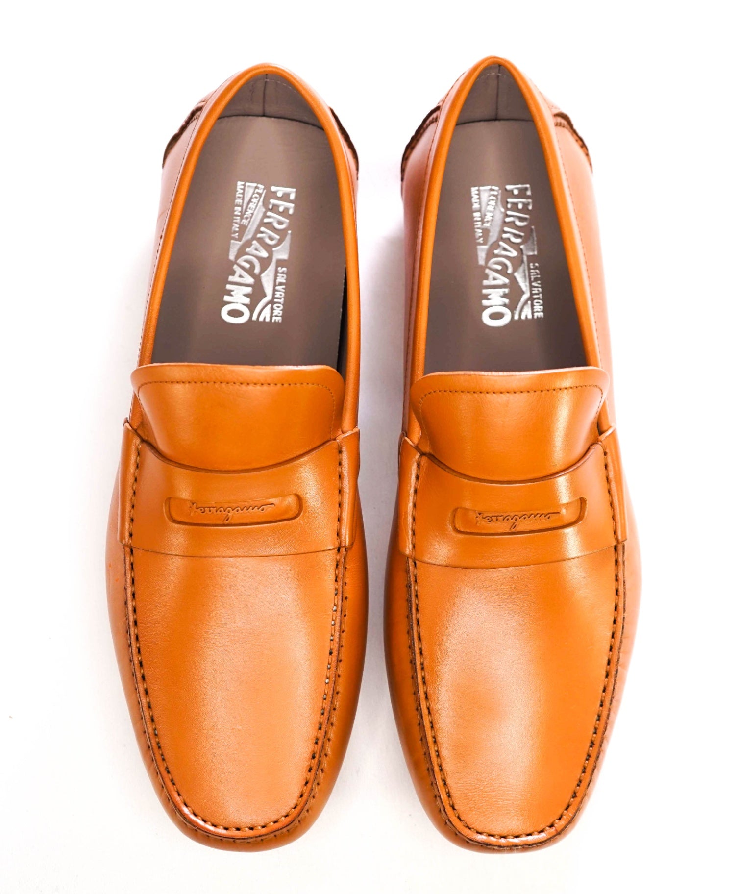 $800 Salvatore Ferragamo Light brown "Newton" Leather Loafer 10.5 E