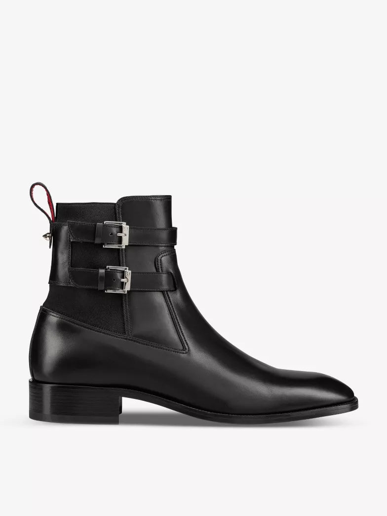 $1,445 Christian Louboutin Black Monk Strap Boots Leather US 13 (46EU)