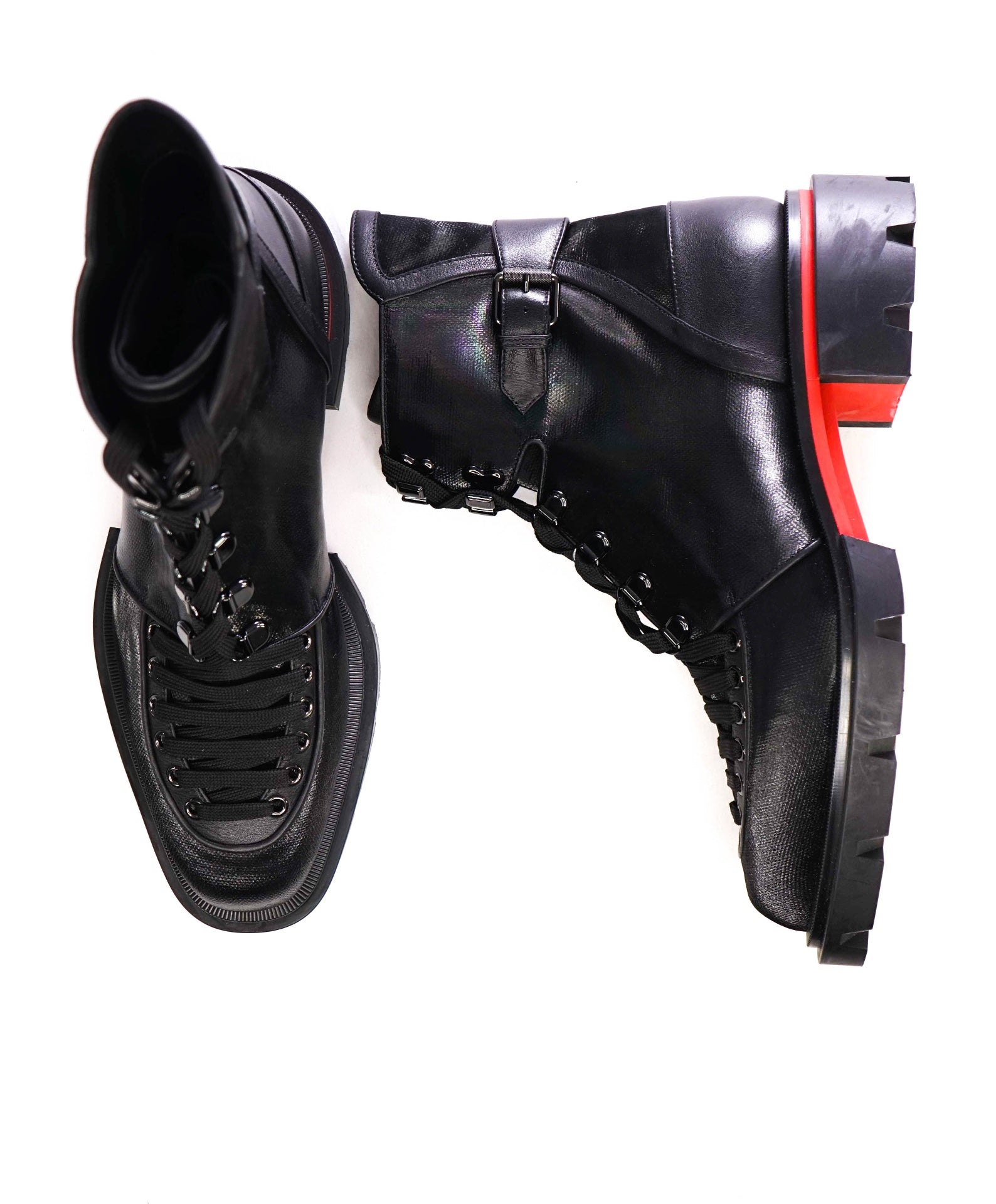 $2,030 Christian Louboutin "Macademia" Black Leather/Nylon Boot US 10.5 (43.5EU)