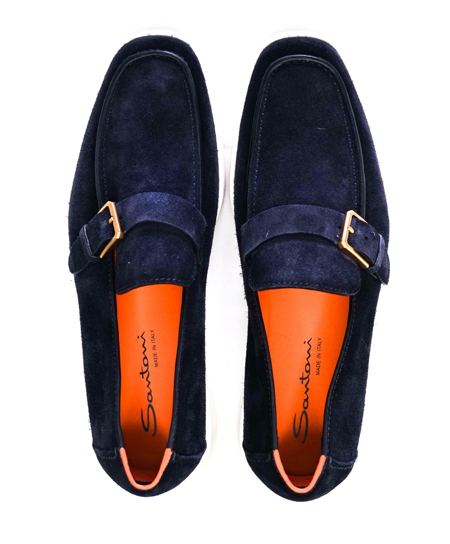 $1,060 Santoni Navy Blue Suede "SUMMER WALK" Loafer US 9 (8UK)