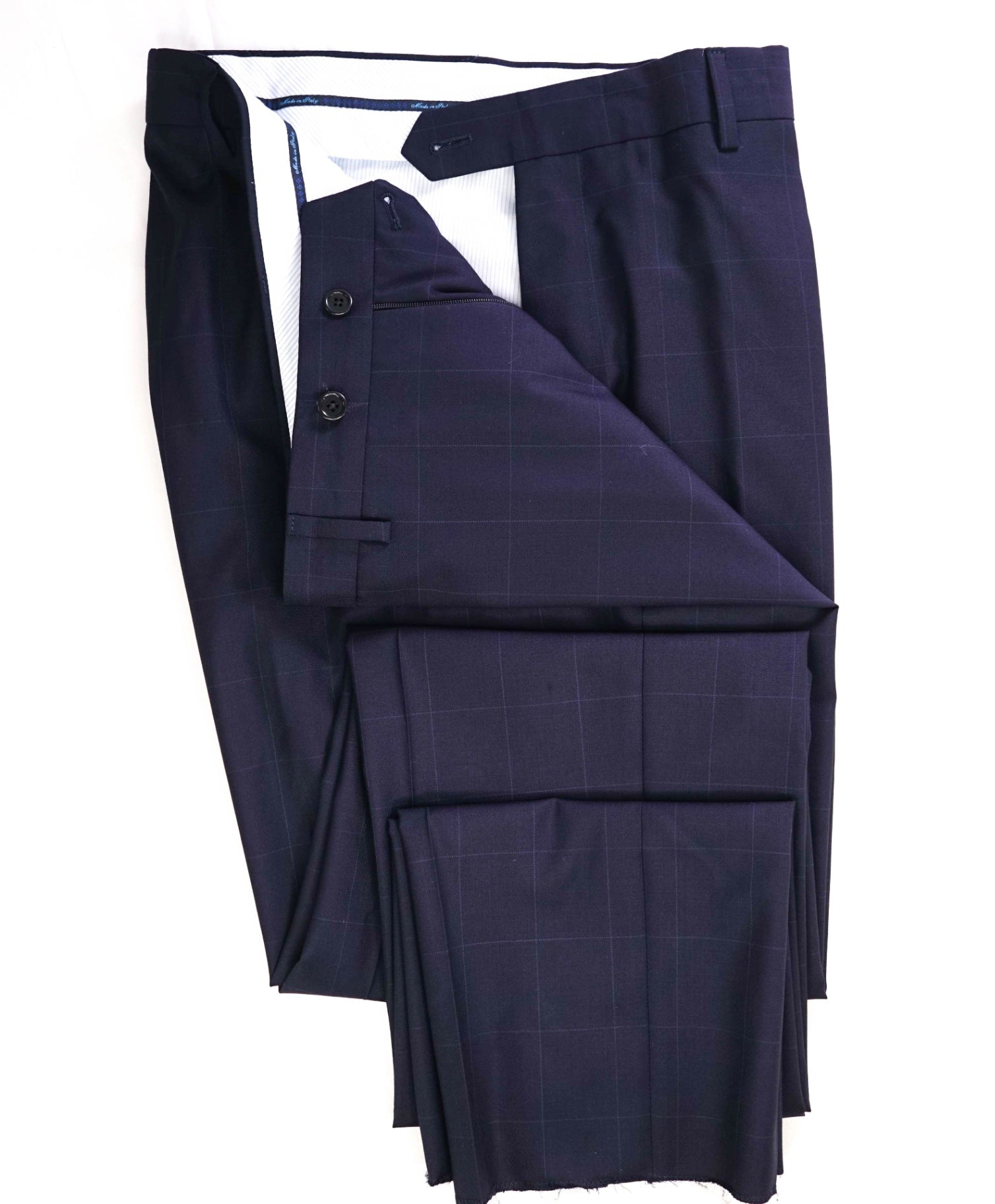 $400 Saks Fifth Avenue Navy Window pane Wool Pants 38W