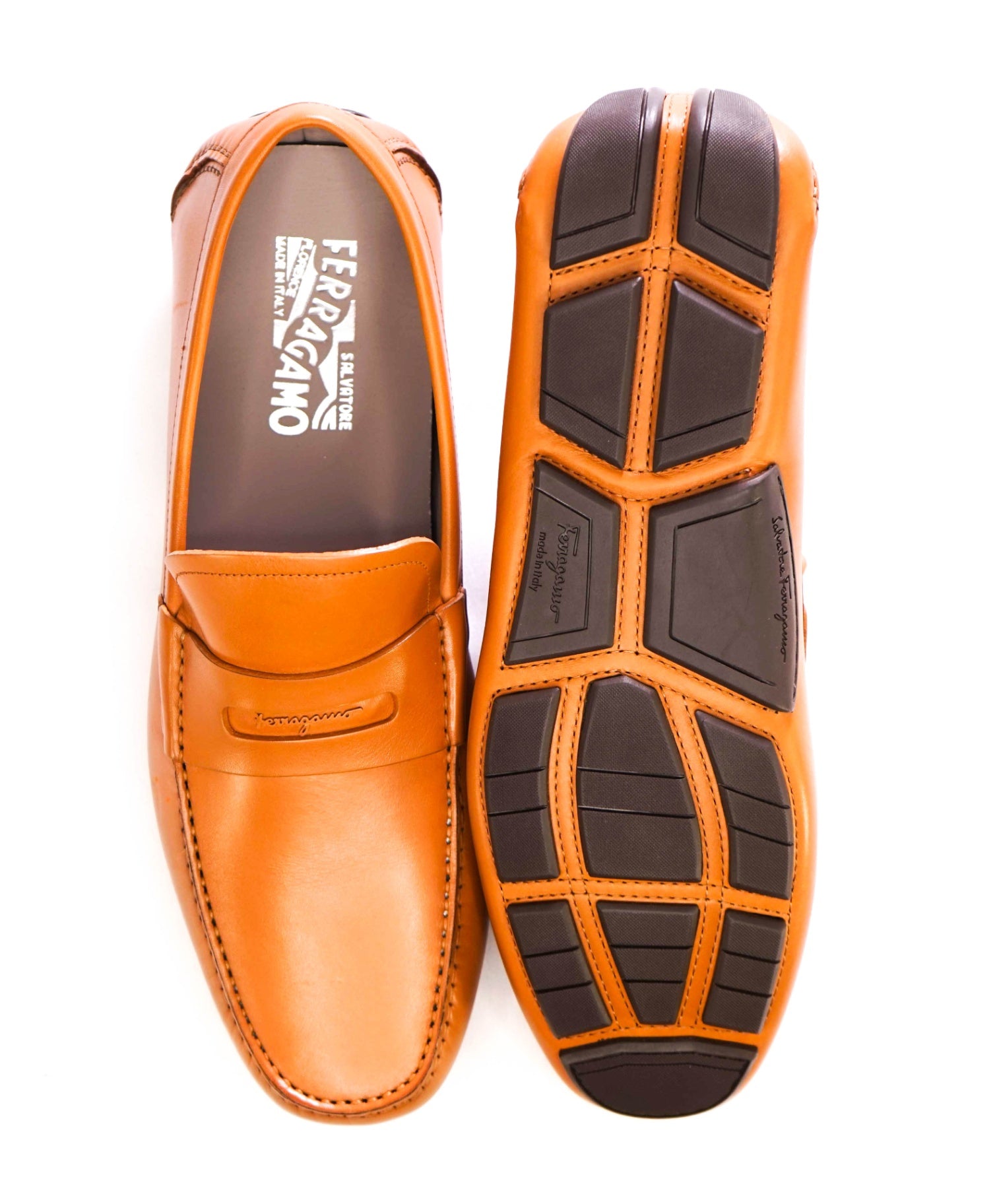$800 Salvatore Ferragamo Light brown "Newton" Leather Loafer 10.5 E