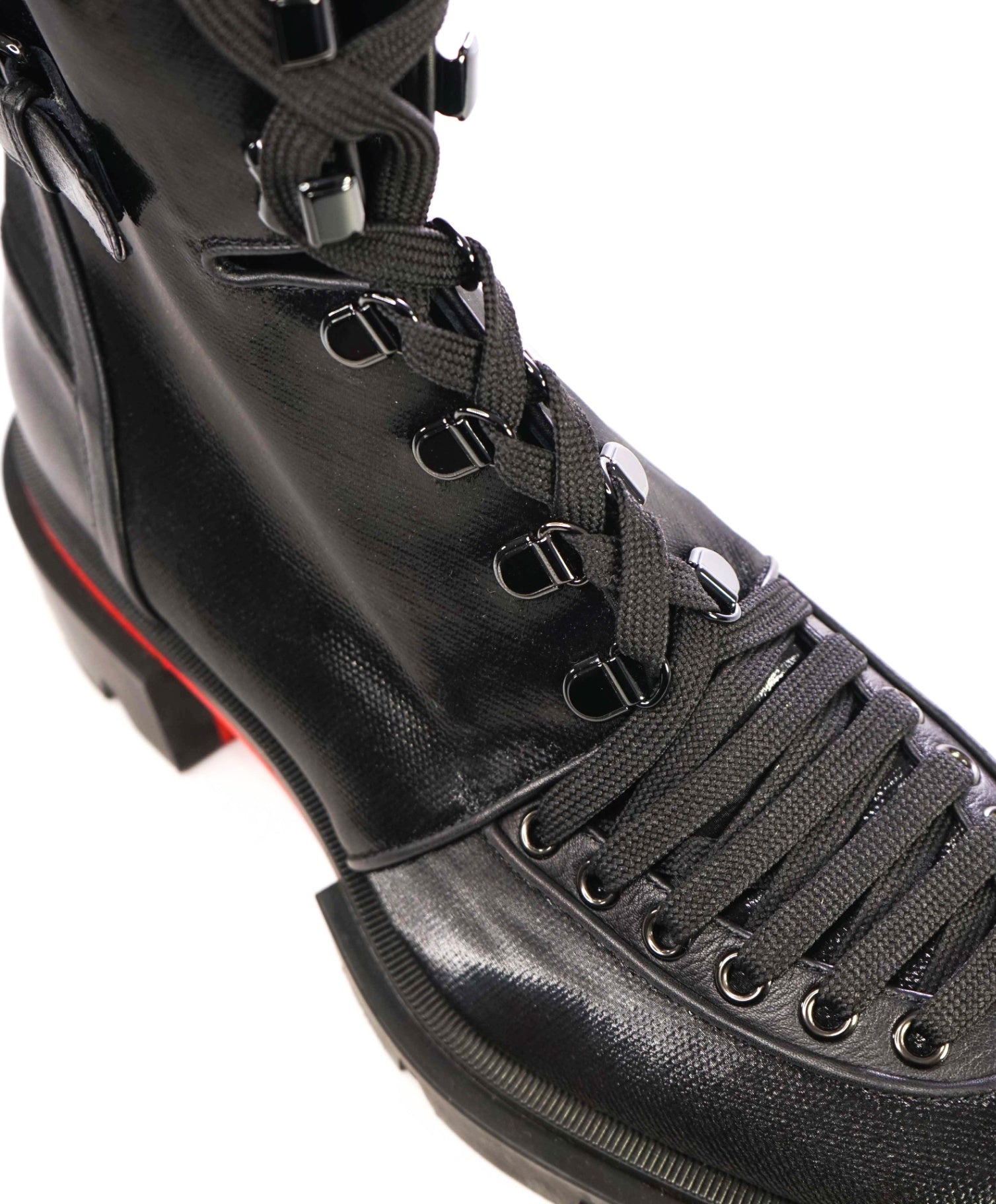 $2,030 Christian Louboutin "Macademia" Black Leather/Nylon Boot US 10.5 (43.5EU)