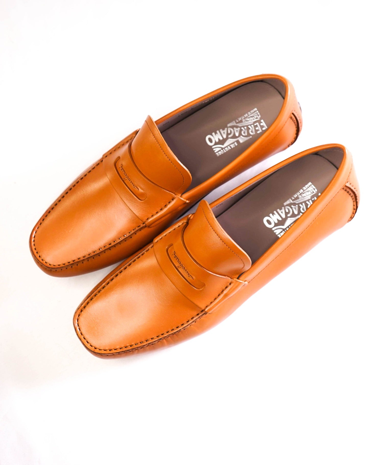 $800 Salvatore Ferragamo Light brown "Newton" Leather Loafer 10.5 E