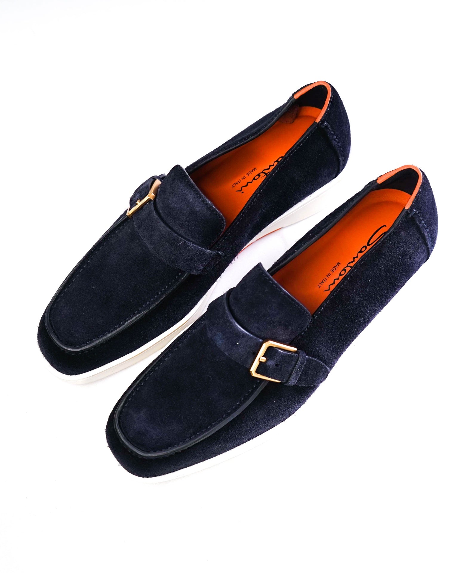 $1,060 Santoni Navy Blue Suede "SUMMER WALK" Loafer US 9 (8UK)