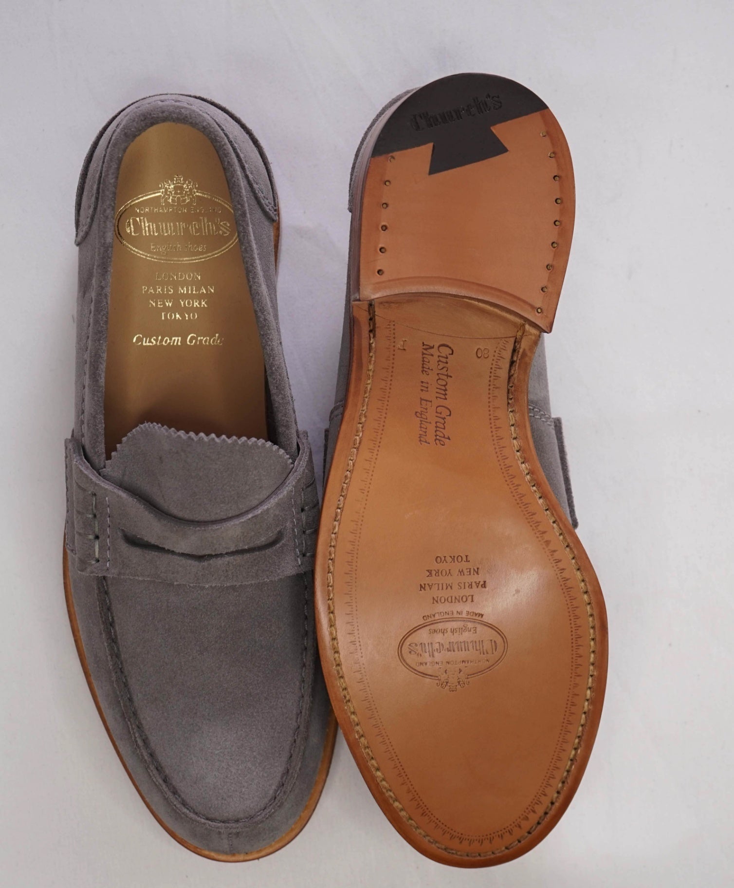 $1,100 Church's Grey Pembrey Penny Loafers Suede US 9 (8UK)